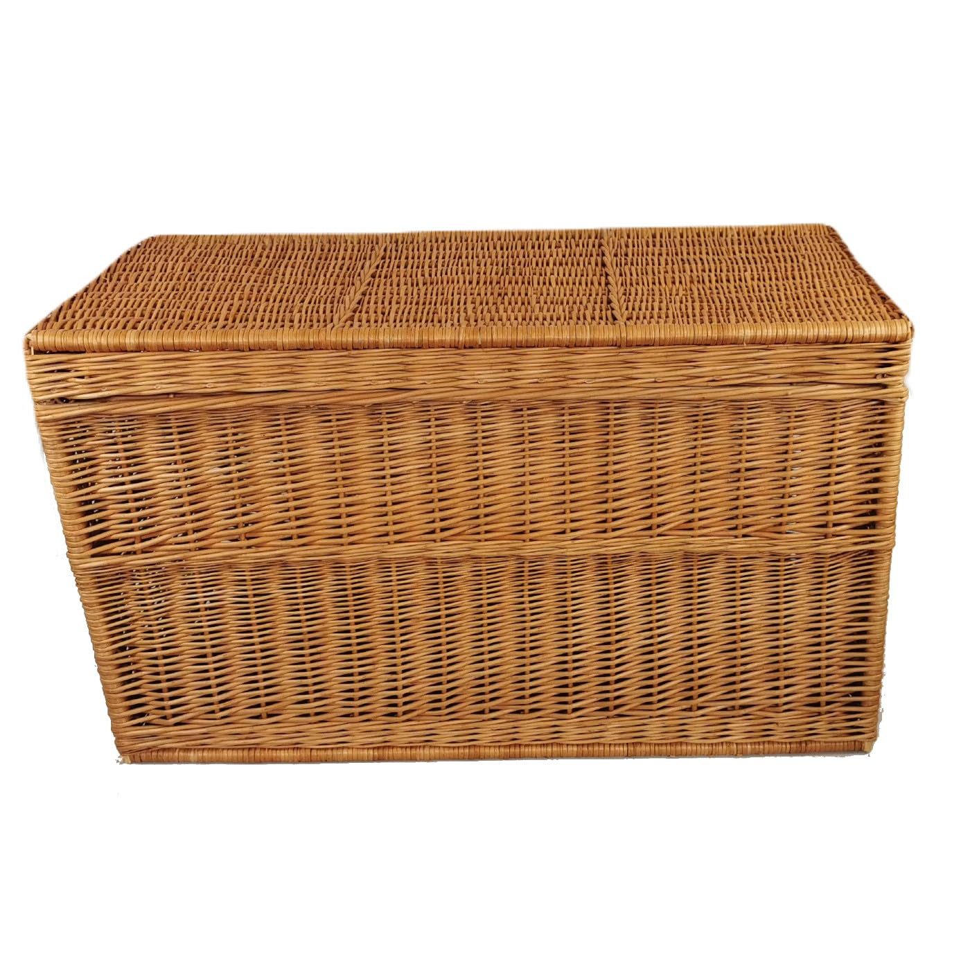 natuleo by pokuc Truhe Truhe aus Weide mit Decke braun 60x40x38 cm