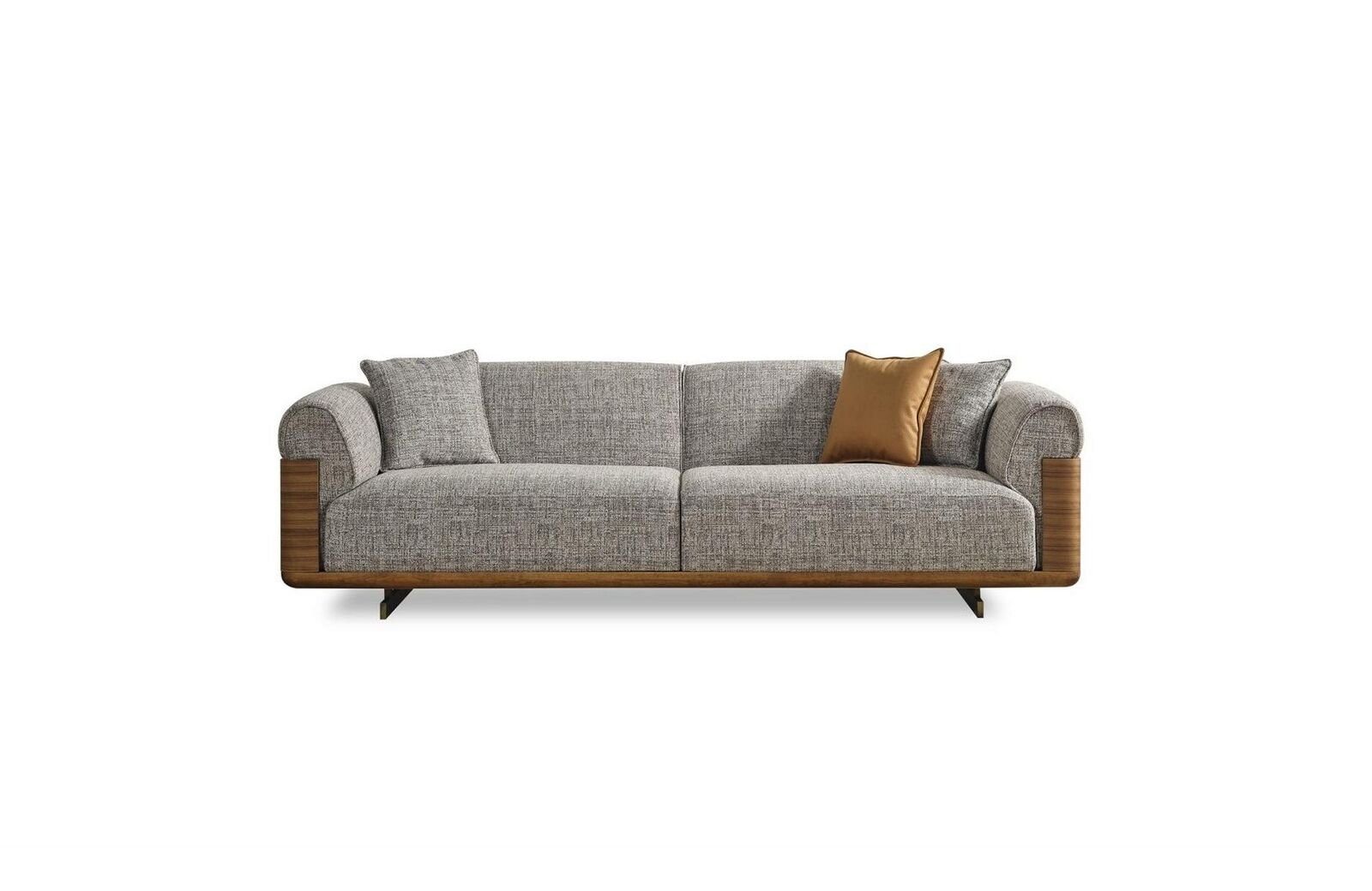 1x Komplette 3 Sessel), (3-St., Sofa Braun Made Polstersofa 2x Couchgarnitur Sofagarnitur + JVmoebel Stoff Wohnzimmer-Set Stoffsofa, in Sitzer Europa