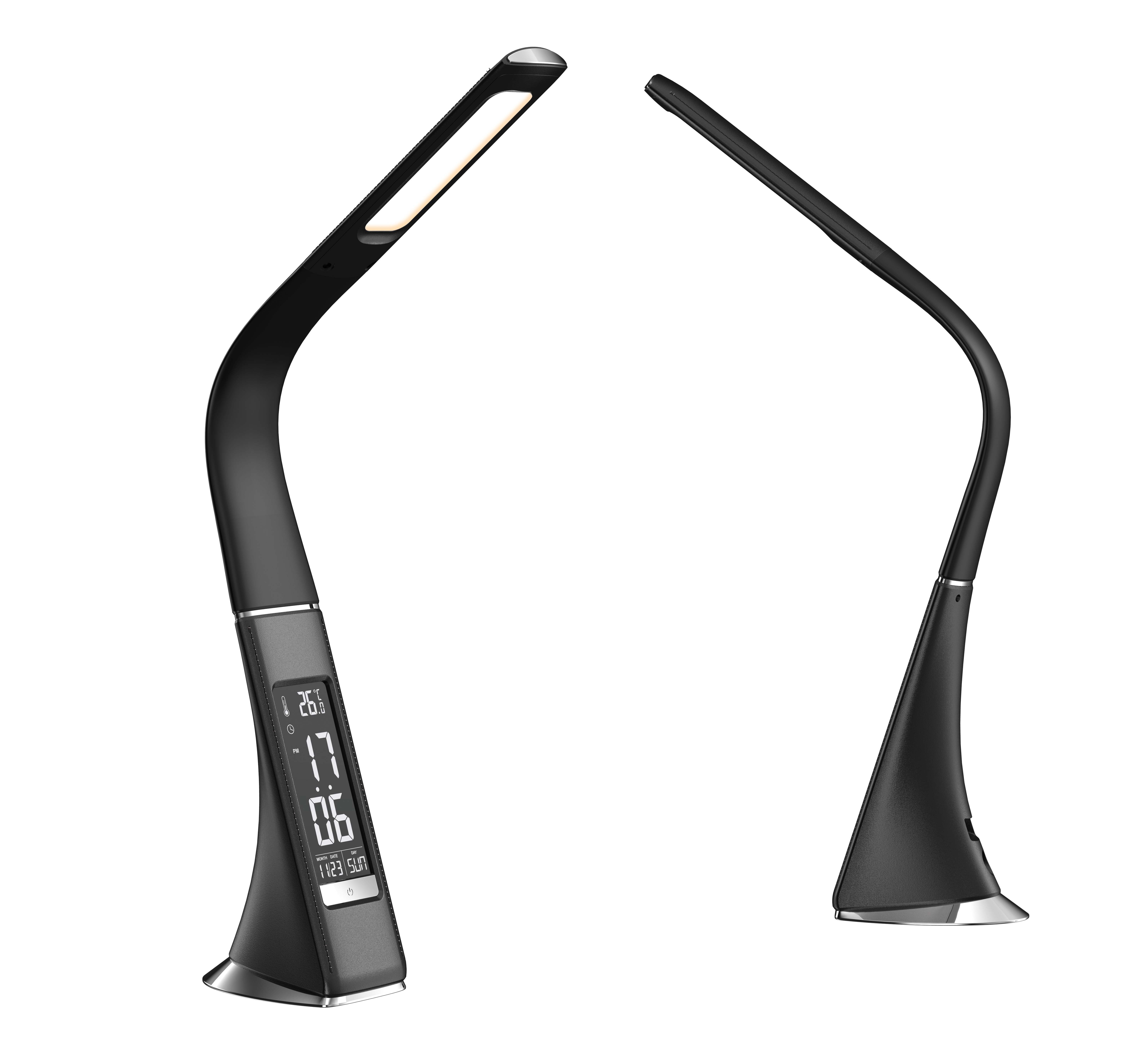 Northpoint LED Schreibtischlampe LED Schreibtischlampe dimmbar USB-Anschluss digitale Uhr Temperatur Schwarz