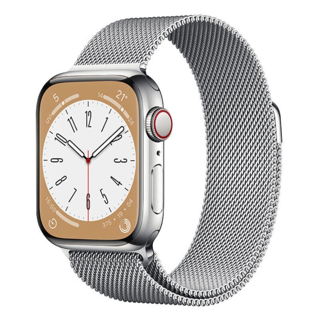 SmartUP Uhrenarmband Uhrenarmband für Apple Silber 1-9 Milanese SE Edelstahl, / Metall für 38/40/41mm und 42/44/45/49mm #4 Milanese Watch Armband