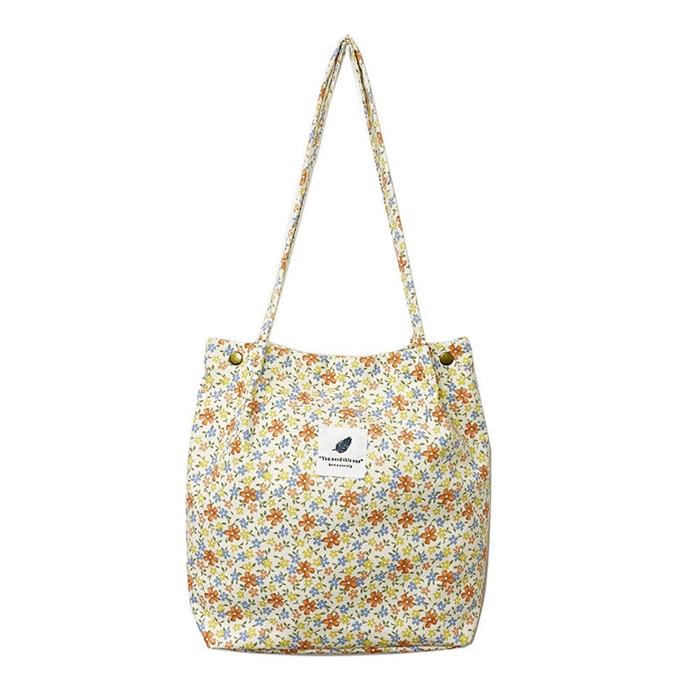 Schultertasche Umhängetasche Damen Tote Bag Blümchenmuster Strandtasche