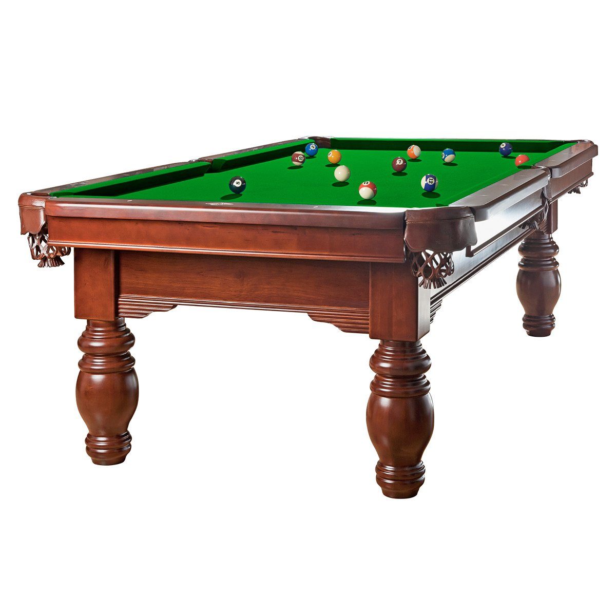 Billiard-Royal Billardtisch Magdalena 8 ft., (Hochwertige und massive Ausführung in beliebter Billiard-Royal® Qualität), 3-tig Naturschieferplatte, Echtleder Auffangtaschen, Bandengummi K55
