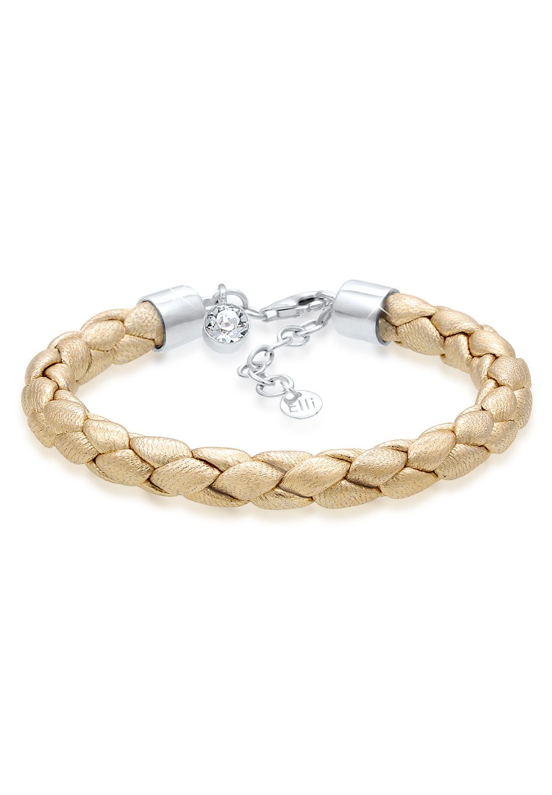 Elli Armband »Echt Leder Solitär Swarovski® Kristalle 925 Silber« online kaufen OTTO