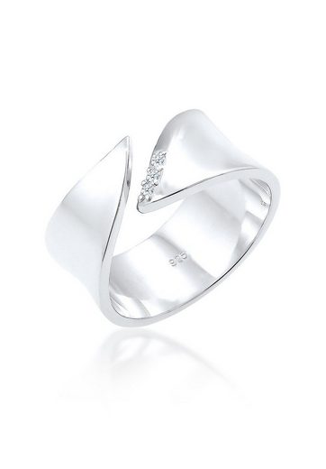 Elli DIAMONDS Diamantring »Wickelring Diamant (0.045 ct) 925 Silber«