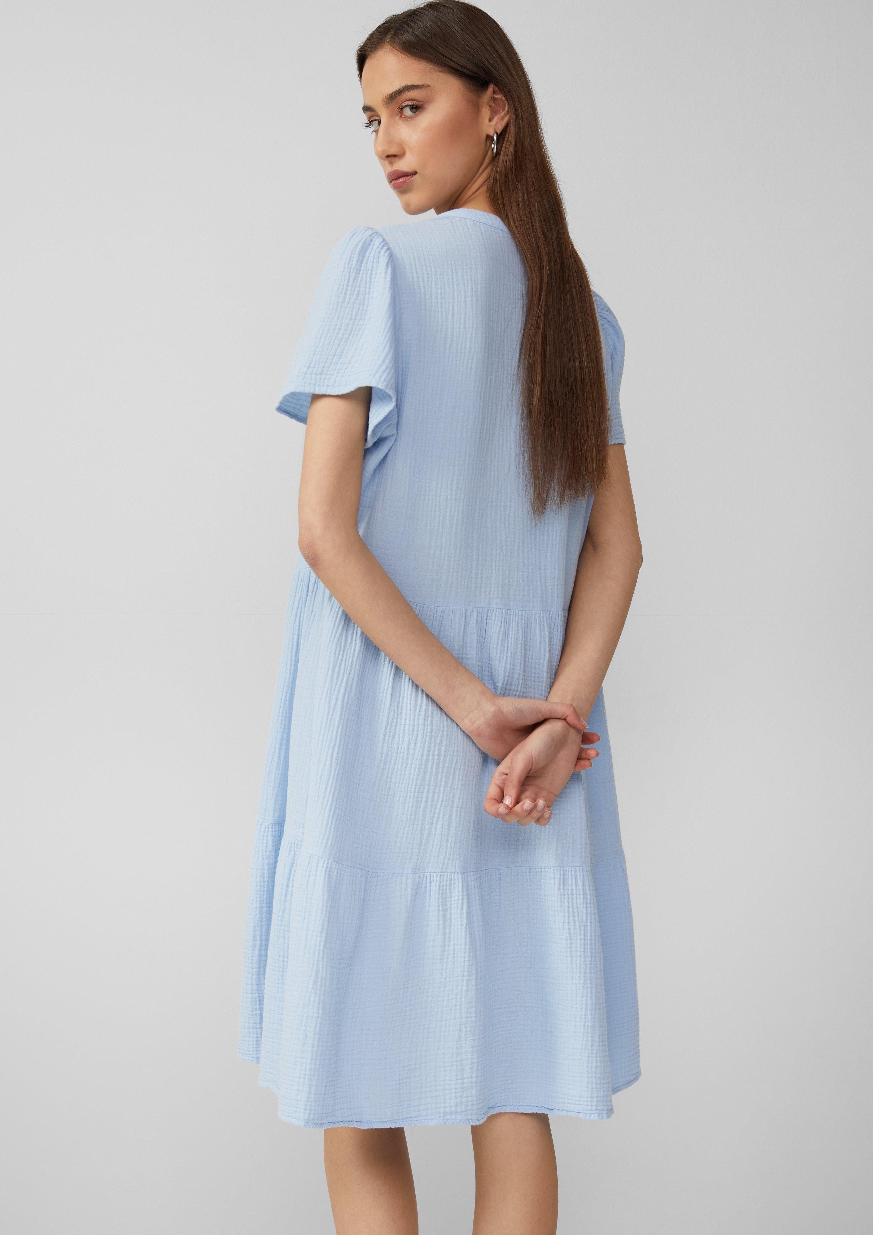 QS Minikleid Volantkleid aus Musselin Raffung günstig online kaufen