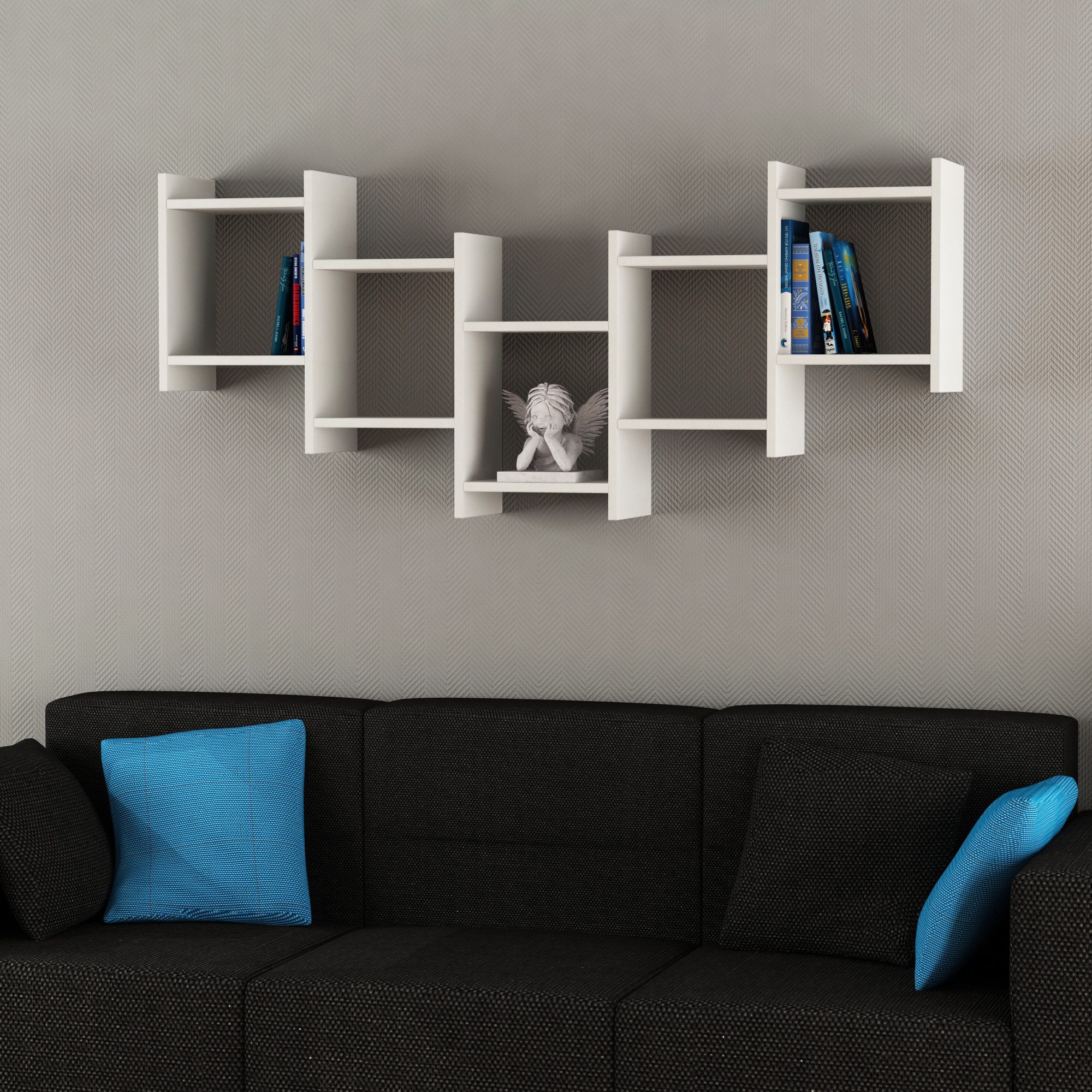 Decortie Wandregal Bat, Modernes Schwebendes Wandregal, 151 x 20 x 64 cm günstig online kaufen