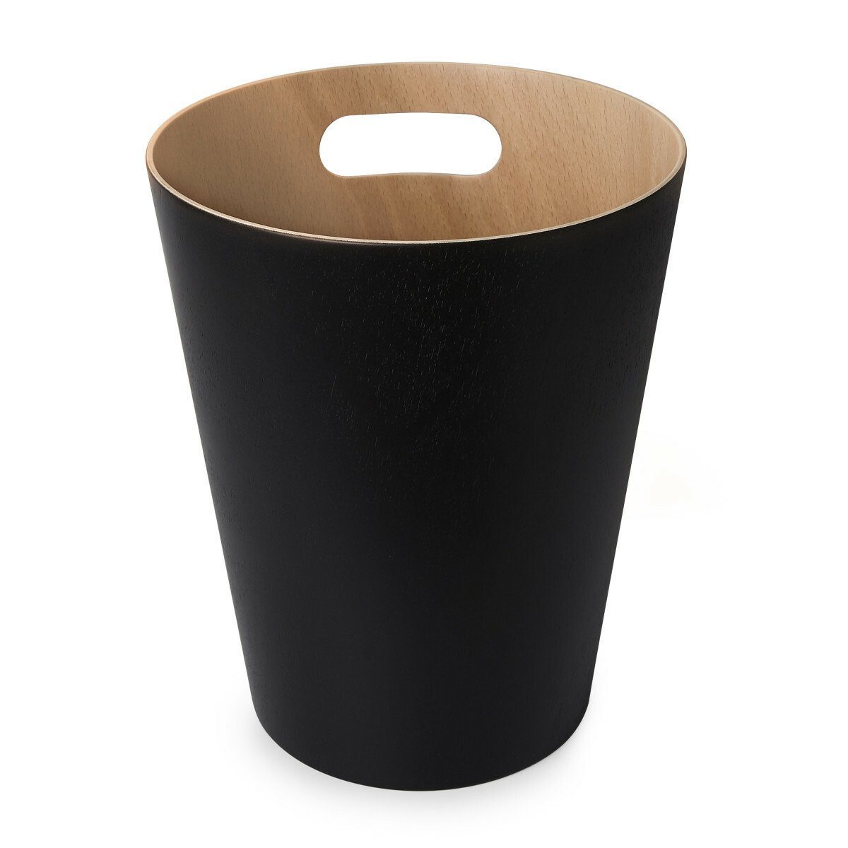Papierkorb WOODROW - Boden ca. Durchmesser 16 cm Umbra Farbwahl, schwarz-natur Papierkorb