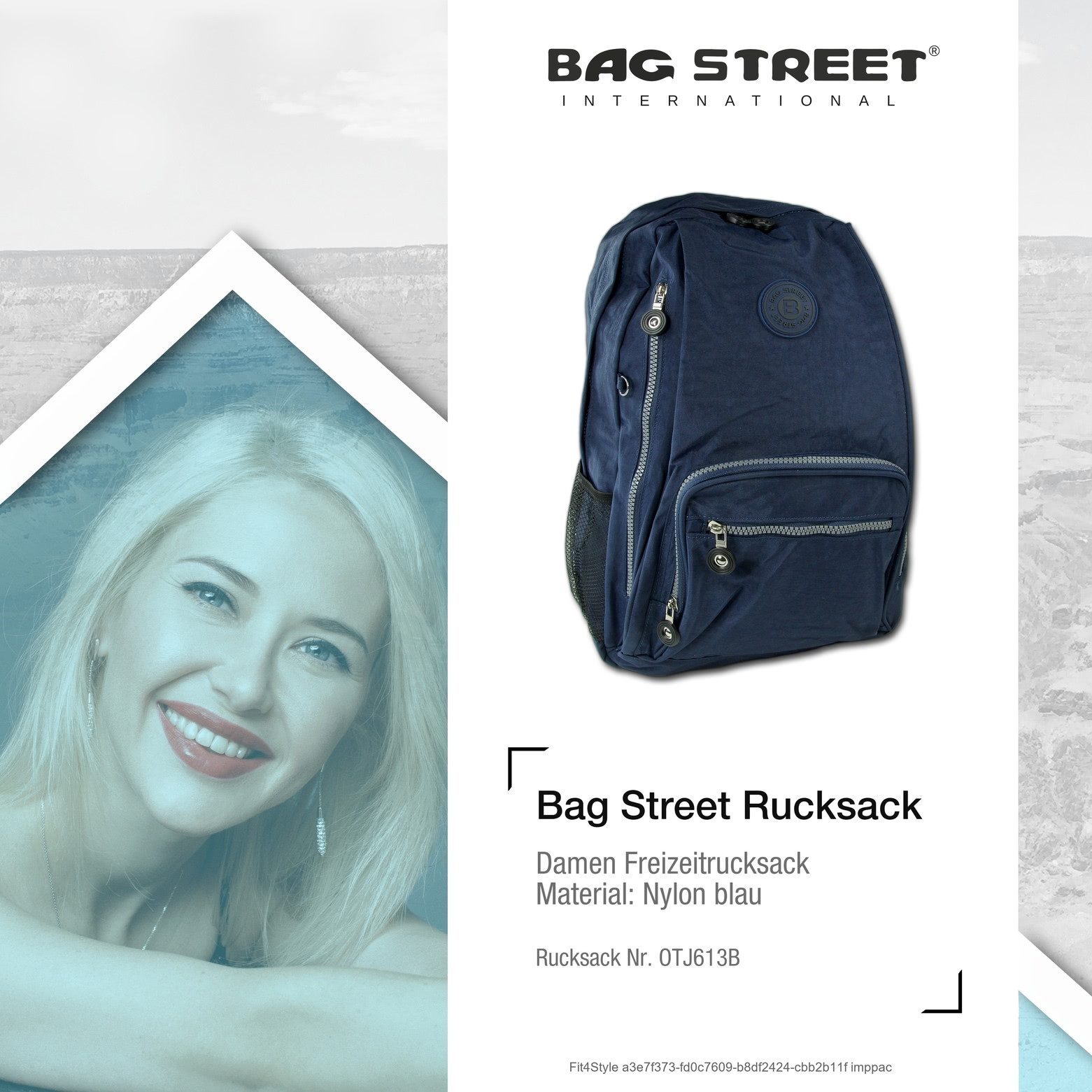 BAG STREET Freizeitrucksack Bag Street Rucksack Nylon navy, Damen, Jugend Freizeitrucksack, Sportrucksack Nylon, blau ca 43cm hoch
