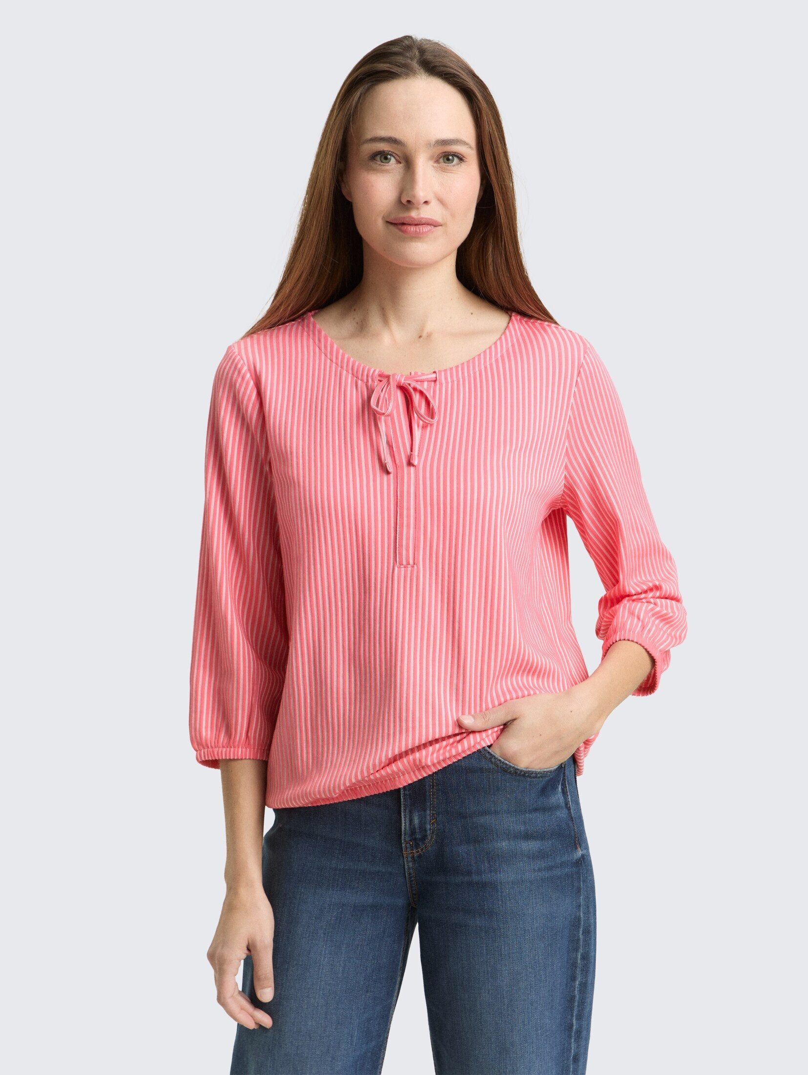 TOM TAILOR 3/4-Arm-Shirt T-Shirt Blusenshirt mit Streifenmuster günstig online kaufen