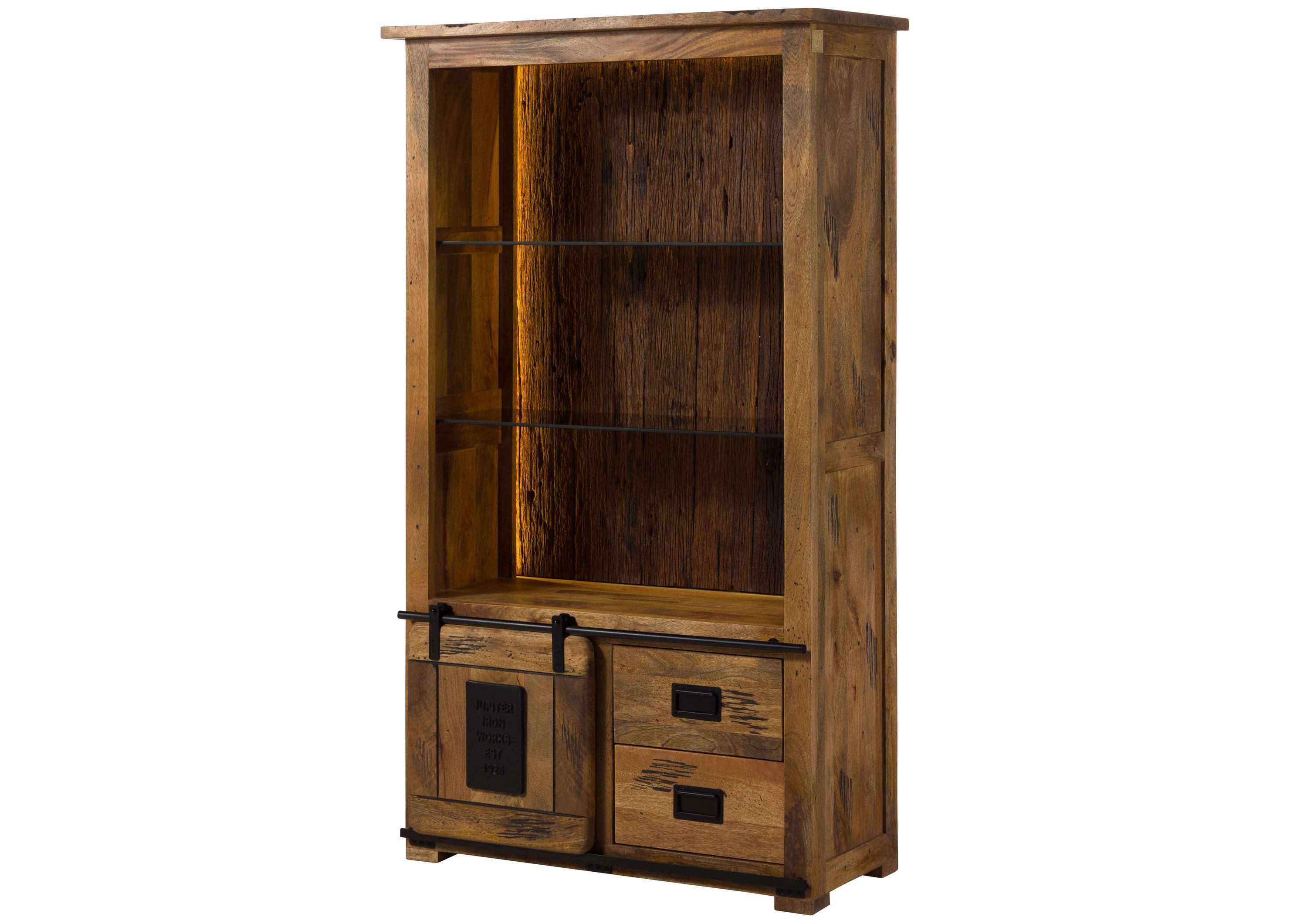 Massivmoebel24 Bücherregal RAILWAY LUX, 1-tlg., Mango / Altholz 100x45x175 natur lackiert RAILWAY LUX #165