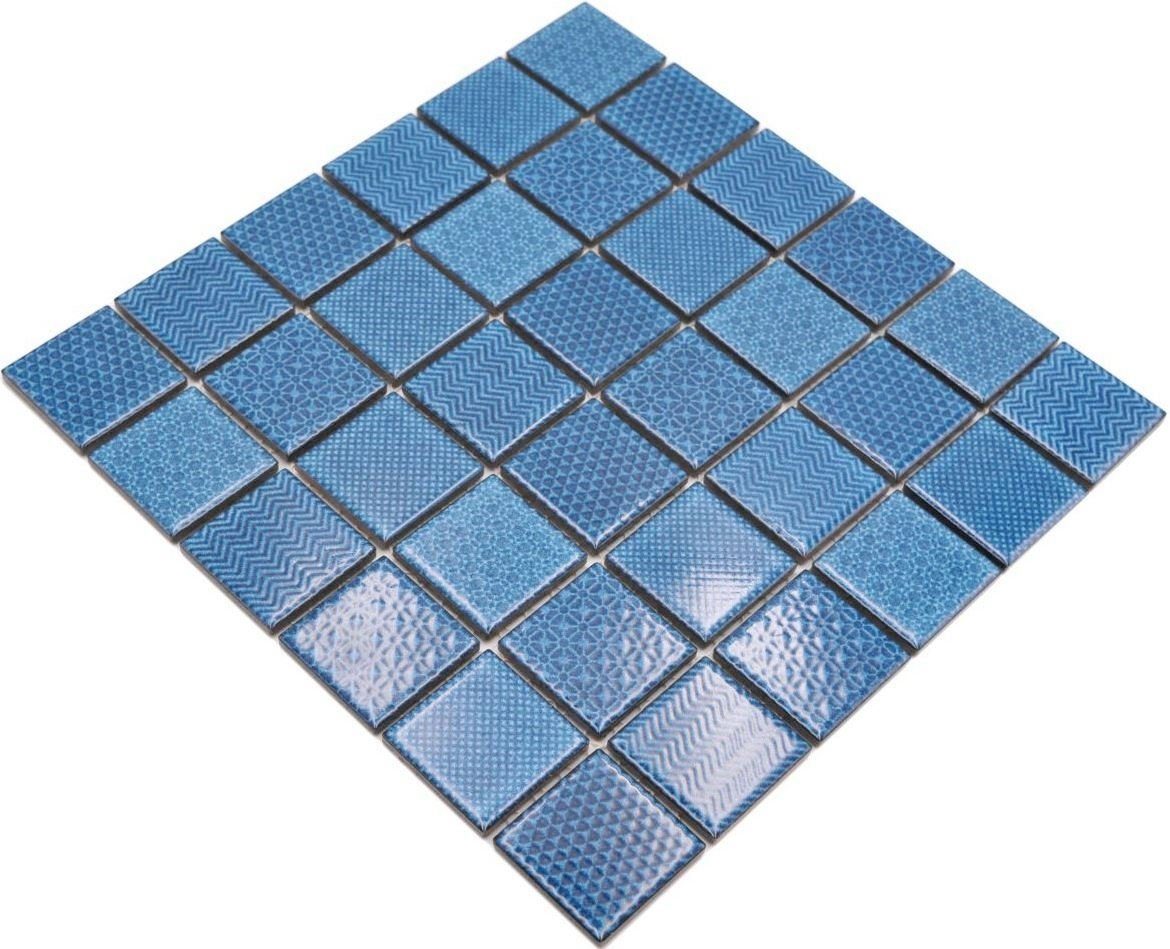 Mosani Mosaikfliesen Keramik Mosaik Fliese blau BAD Poolblau Fliesenspiegel Dusch Bad