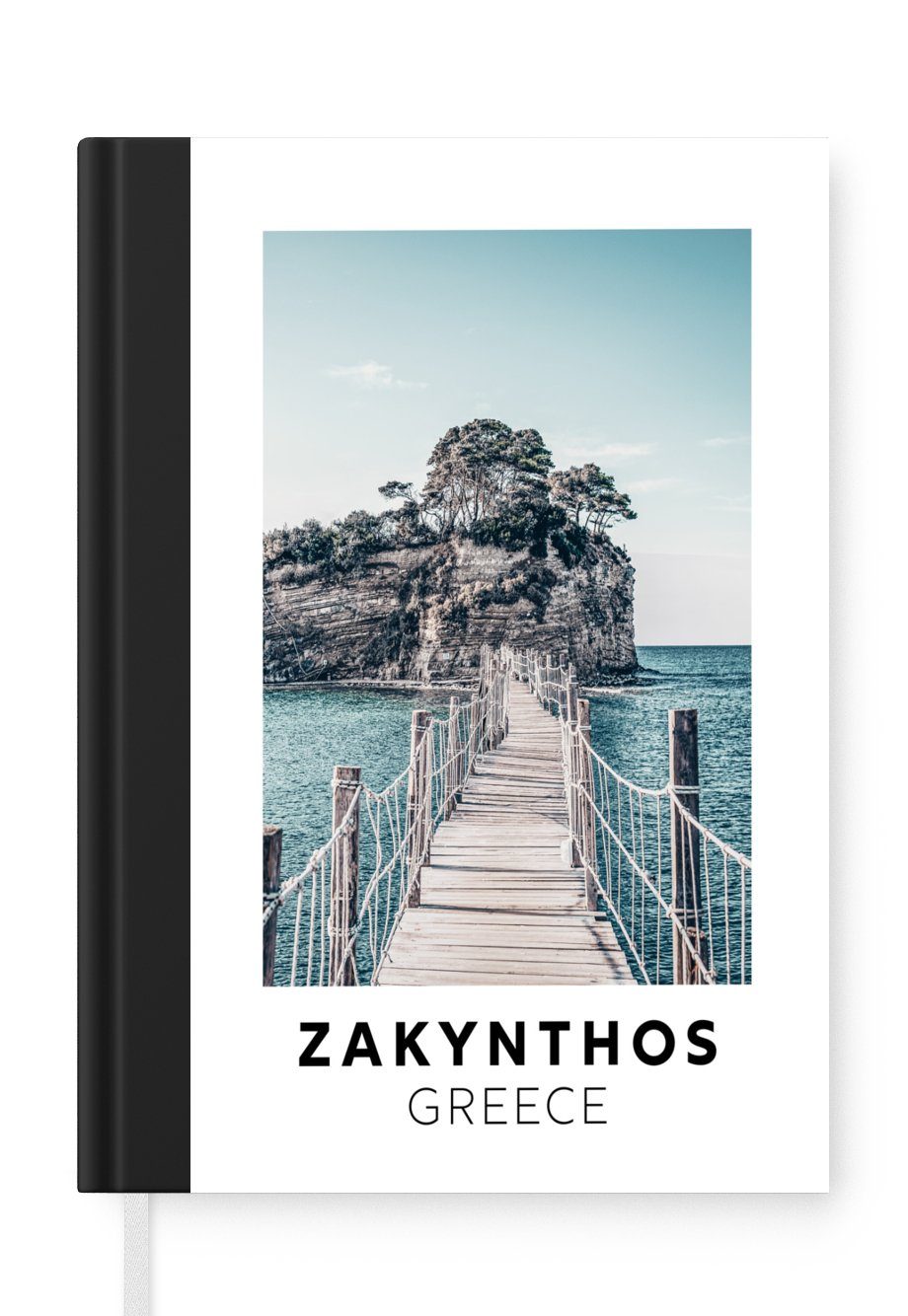 Notizheft, Tagebuch, Zakynthos Haushaltsbuch - Holz, Journal, Griechenland 98 Merkzettel, MuchoWow - Notizbuch Seiten, A5,