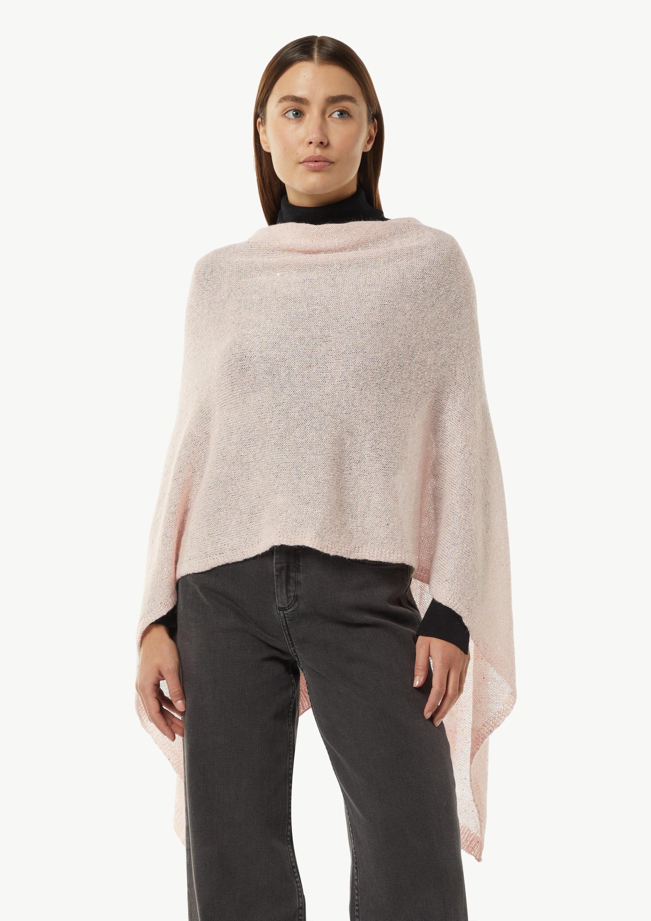 comma Poncho Indoor-Poncho Strick-Poncho mit Glitzergarn und Pailletten