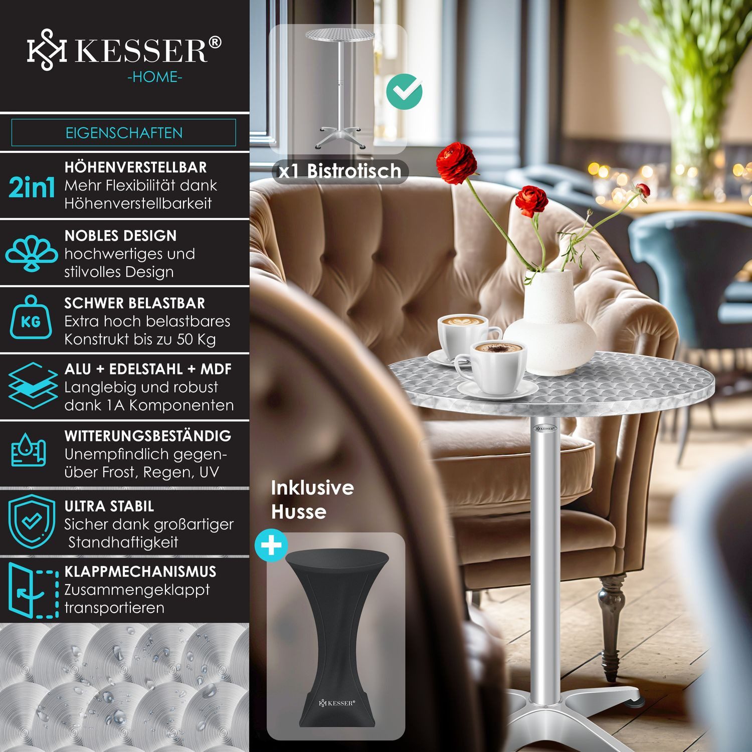 KESSER Bistrotisch, 2in1 Stehtisch klappbar Bistrotisch günstig online kaufen