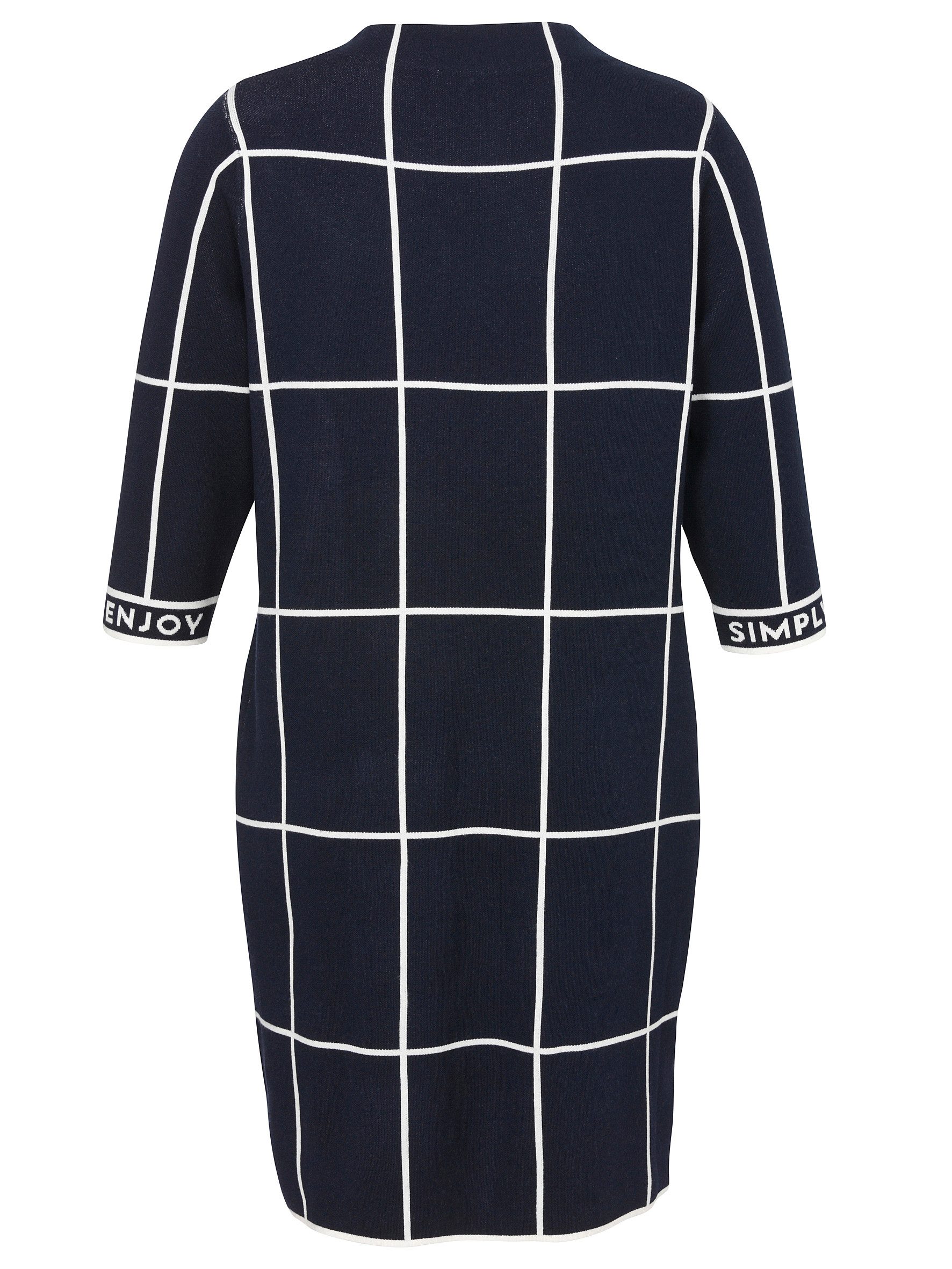 VIA APPIA Strickkleid Kleid Kelchkragen 3/4 Arm Jacquard