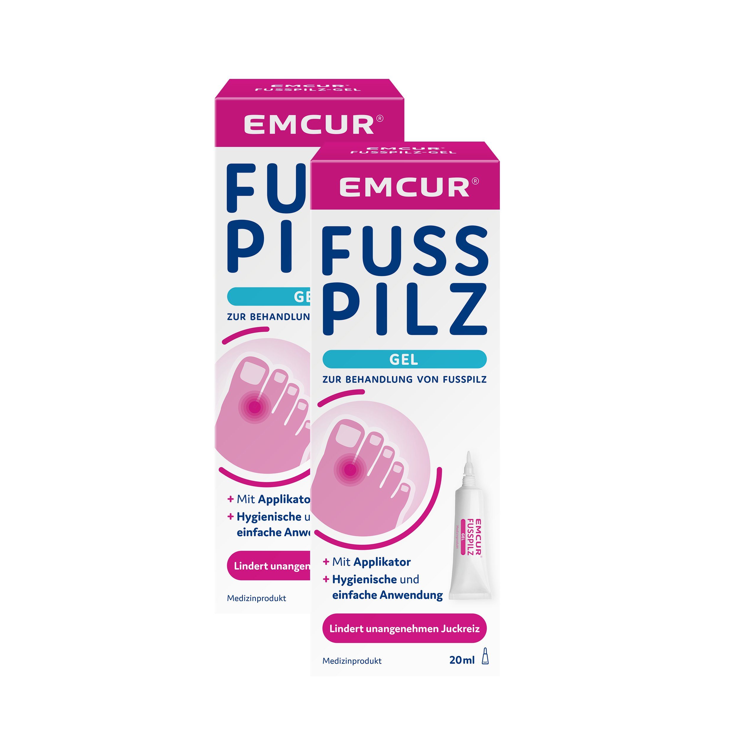 EMCUR Fußgel Fußpilz-Gel, Behandlung gegen Fußpilz, vermindert Juckreiz und Rötungen, 2 x 20 ml