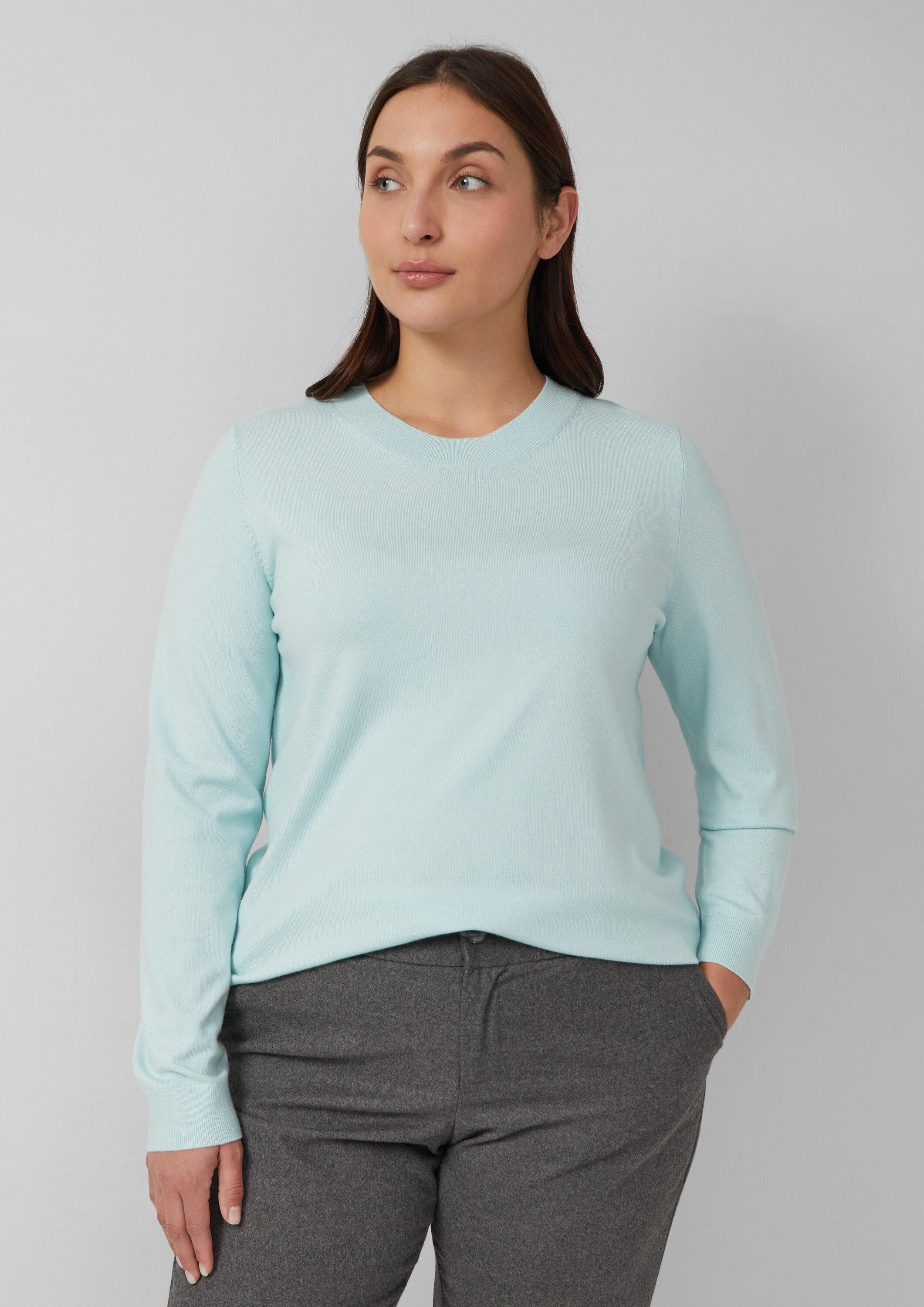s.Oliver Longpullover Strickpullover Strickpullover aus Viskosemix mit Ripp günstig online kaufen