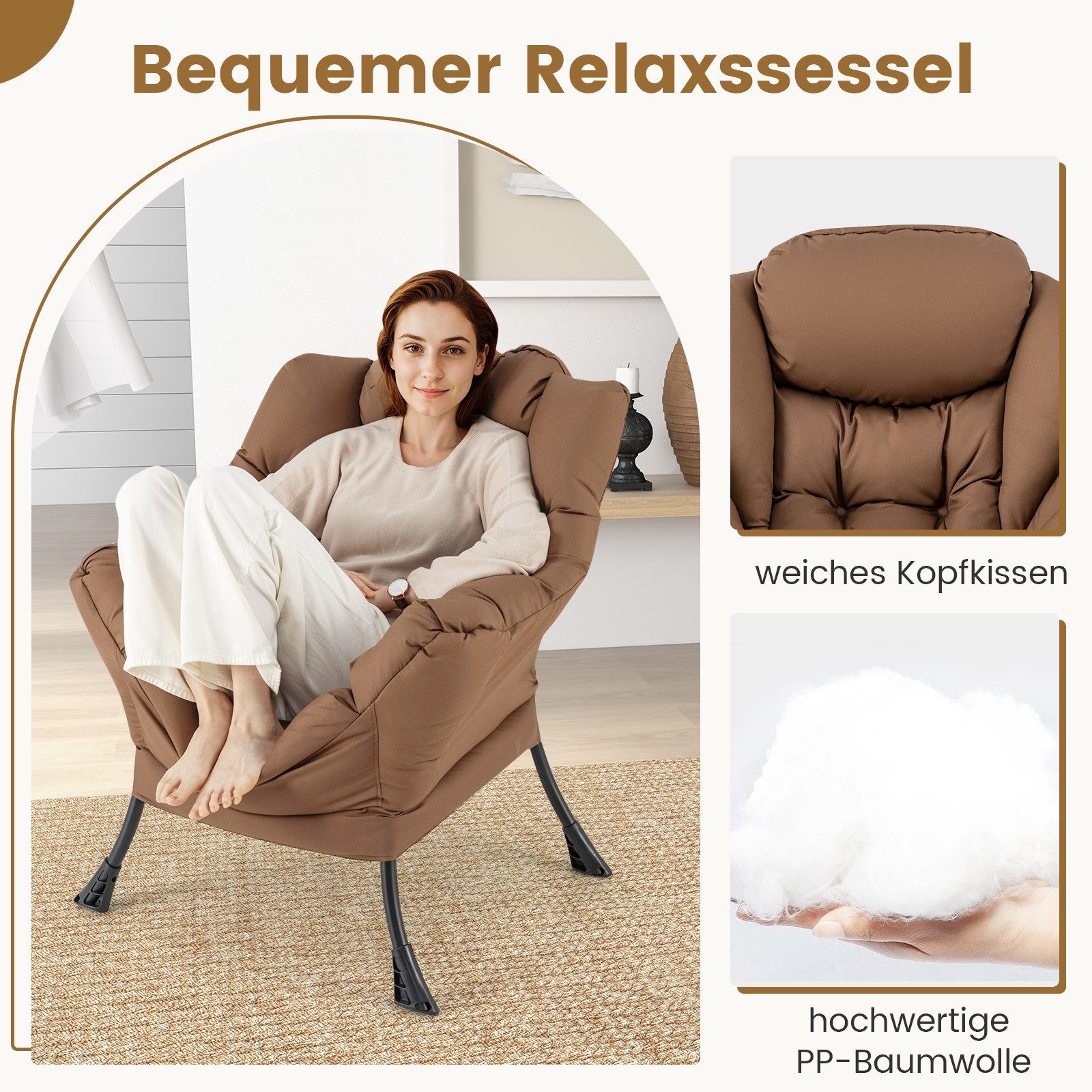 COSTWAY Relaxsessel Ohrensessel mit Hocker, 150kg günstig online kaufen