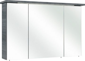 Saphir Badmöbel-Set Quickset 3-teilig, Mineralmarmor-Waschtisch und LED-Spiegelschrank, (4-St), mit Hochschrank, inkl. Türdämpfer, 7 Türen, 1 Klappe, 2 Schubladen
