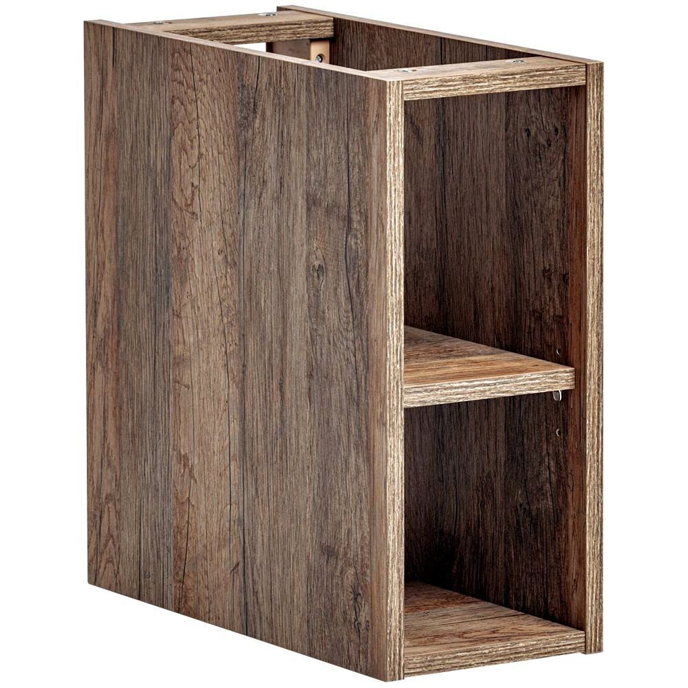 Lomadox bathroom furniture set PUEBLA-56-TAUPE (value set, 12 pieces), mirror cabinet, vanity unit, sink, tall cabinet, taupe vintage oak