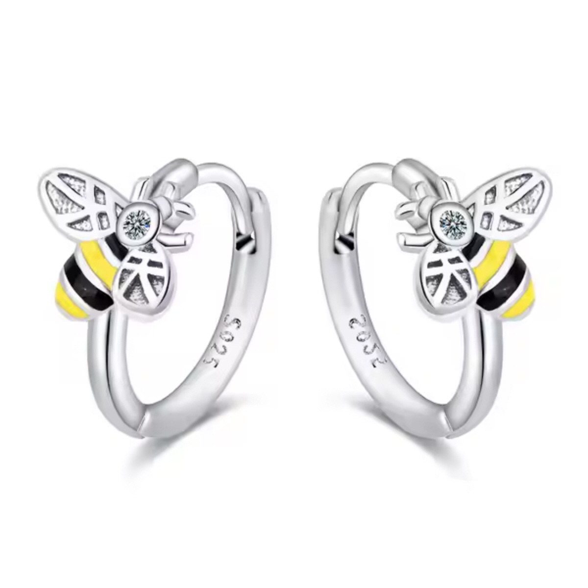 ELLAWIL Paar Creolen Ohrschmuck Ohrstecker Damenohrringe Creole runde Ohrringe Biene (GESCHENKIDEE, Sterling Silber 925), inklusive Geschenkschachtel