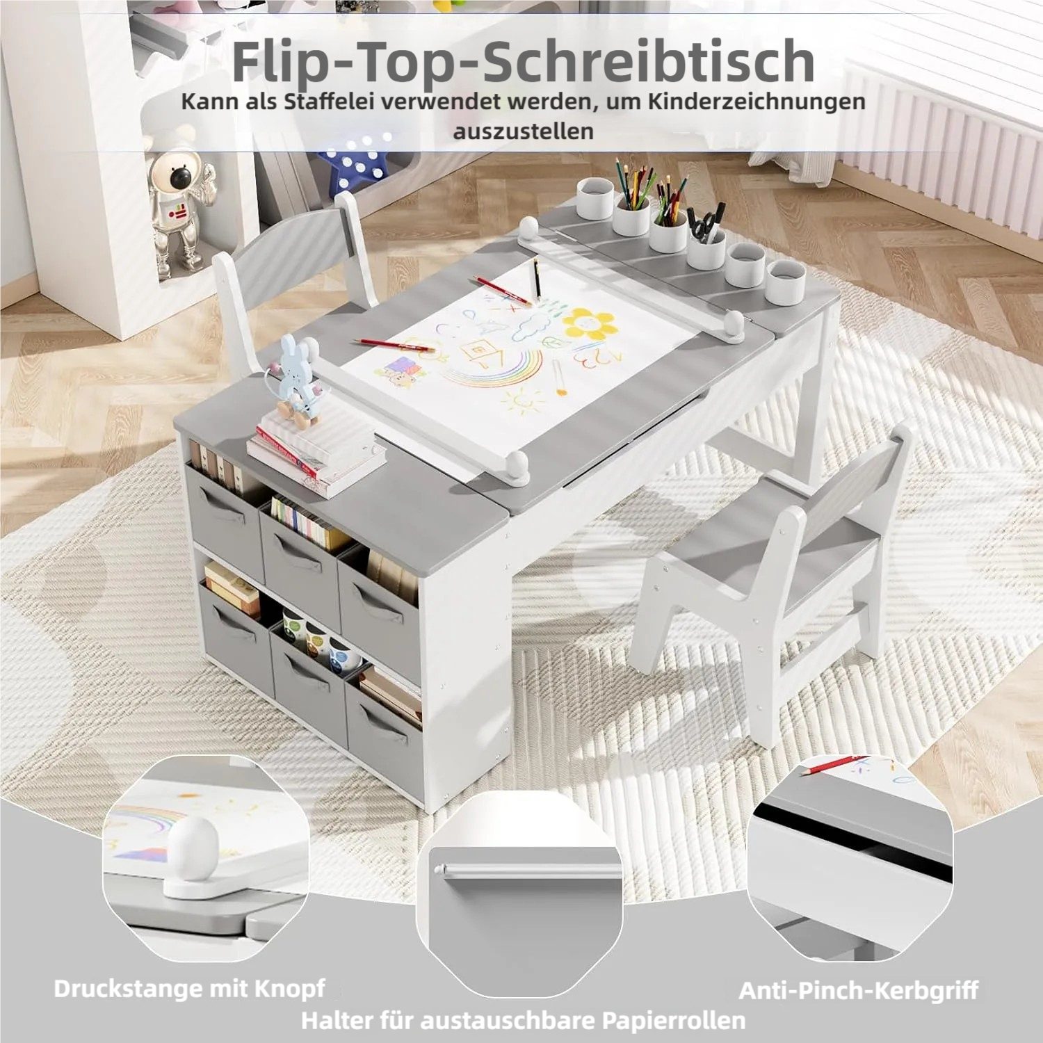 TLGREEN Kindertisch mit 2 Stühlen, Kinder Tisch Stuhl Set Holz (Kindersitzg günstig online kaufen