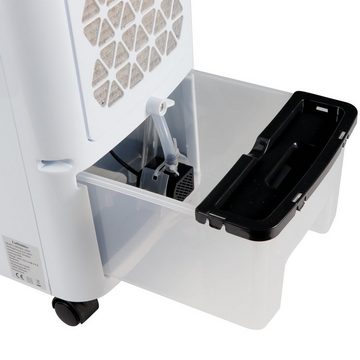 TroniTechnik Standventilator LK04 mit Wassertank,3-in-1 Air Cooler,Leiser Ventilator,Luftbefeuchter, Timer,Oszillation,3 verschiedene Intensitätsstufen,Kühlakkus inklusive