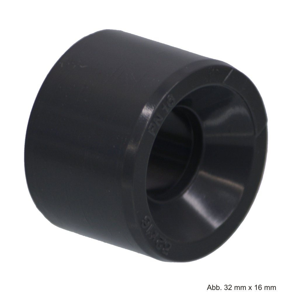 bevo Wasserrohr PVC-U Reduktion, kurz, Klebestutzen x Klebemuffe, 16 bar, 50 mm x 40 m