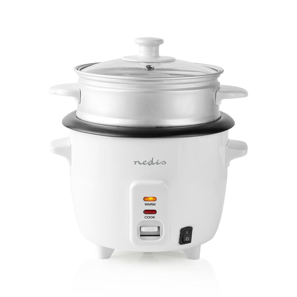Nedis Reiskocher KARC06WT, 300 W, 300W, Antihaft-Beschichtung, Aluminium-Dampfeinsatz, Warmhaltefunktion