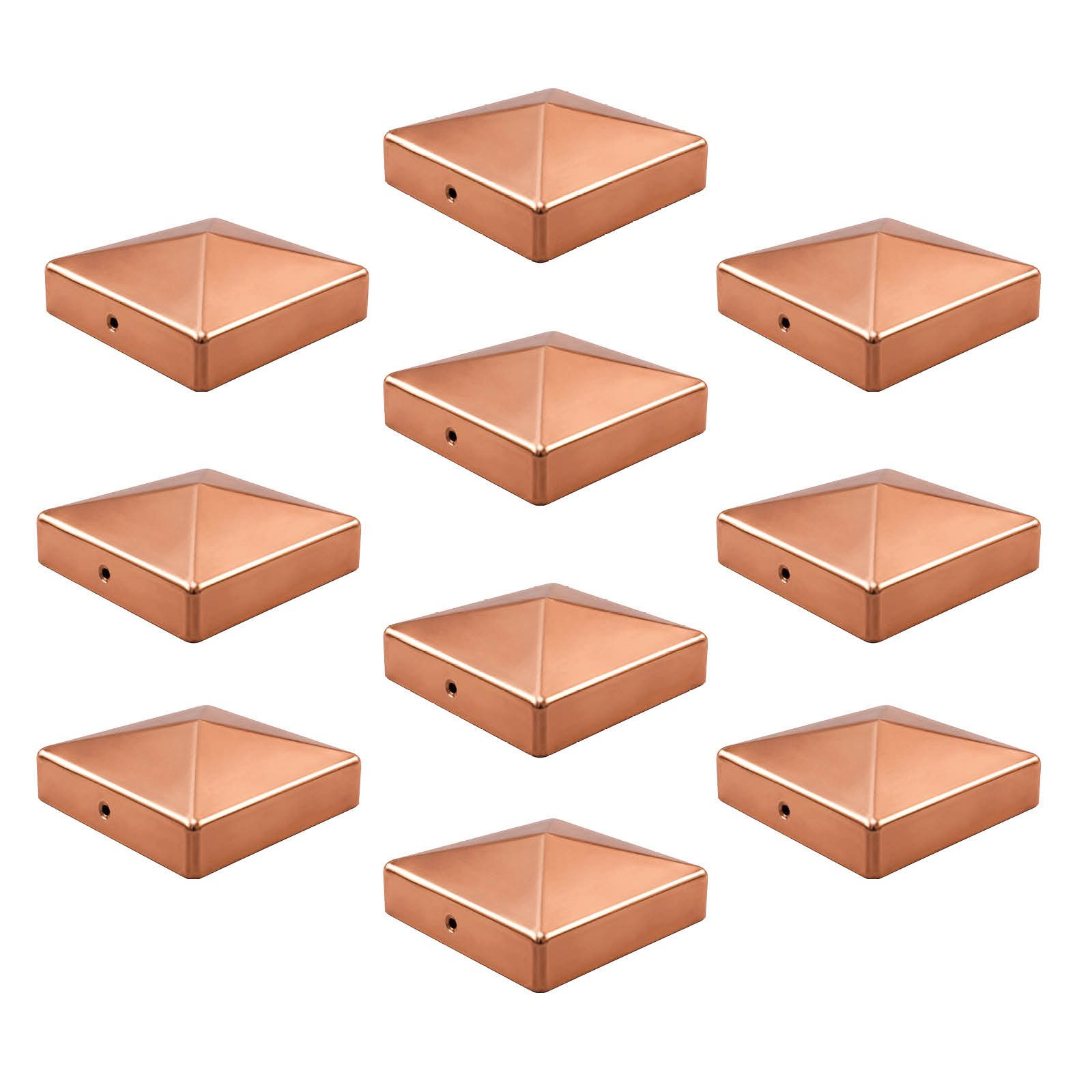Holmwerk Pfostenkappe 10x Pfostenkappe Kupfer 101mm Pyramide Abdeckkappe für Pfosten 10x10cm (10 St)