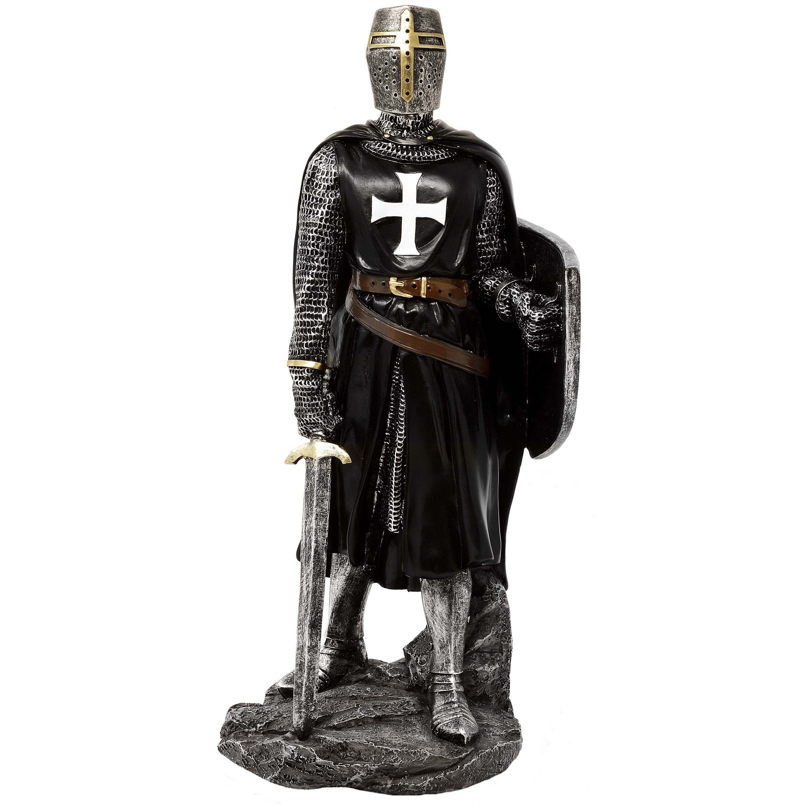 MystiCalls Dekofigur Kreuzritter stehend mit Schwert Ritter Ritterfigur schwarz Mittelalter (1 St), Sammelfigur, Sammlerfigur, Designerfigur, Dekofigur, Dekorationsobjekt