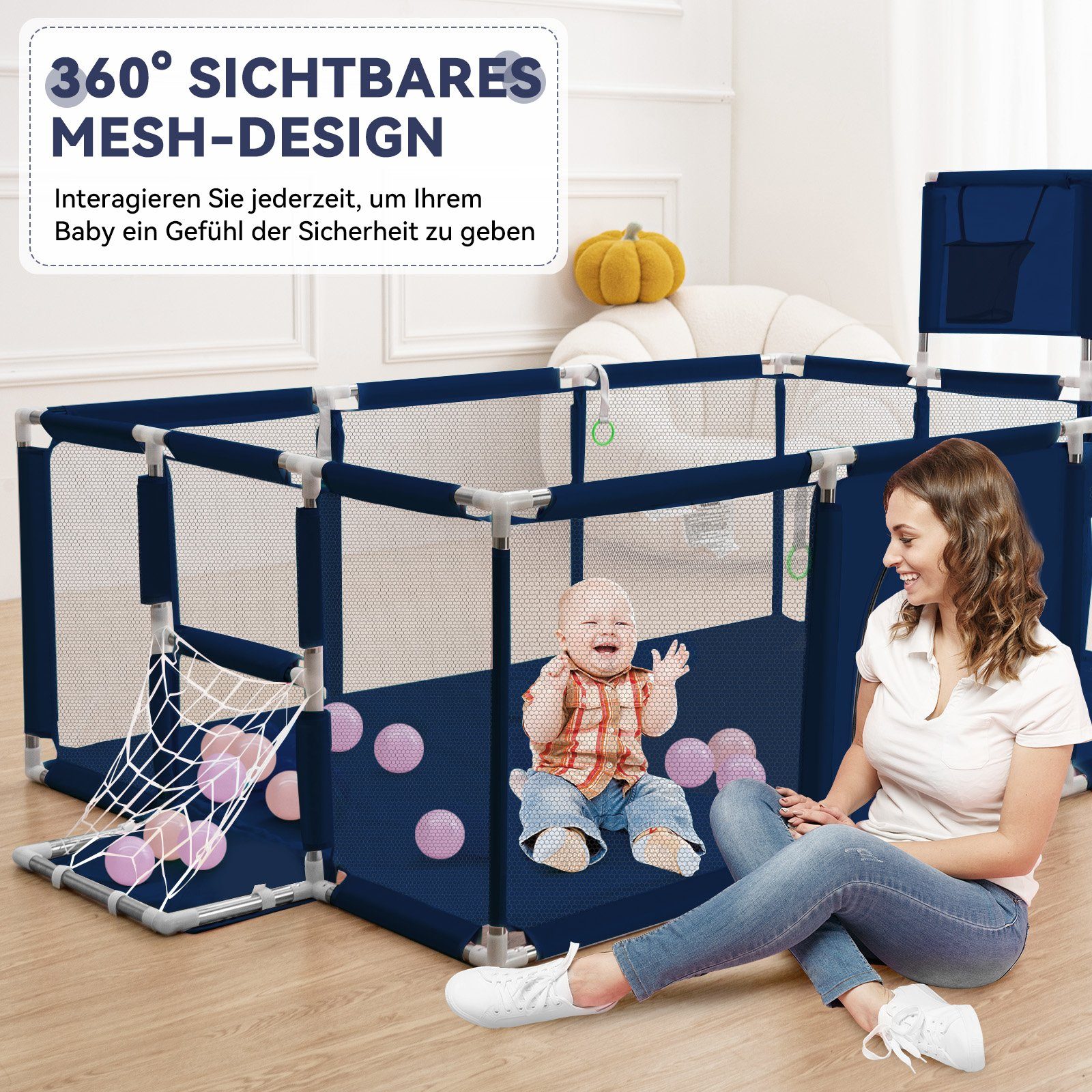 Comomy Laufstall, Baby Schutzgitter mit Basketball günstig online kaufen