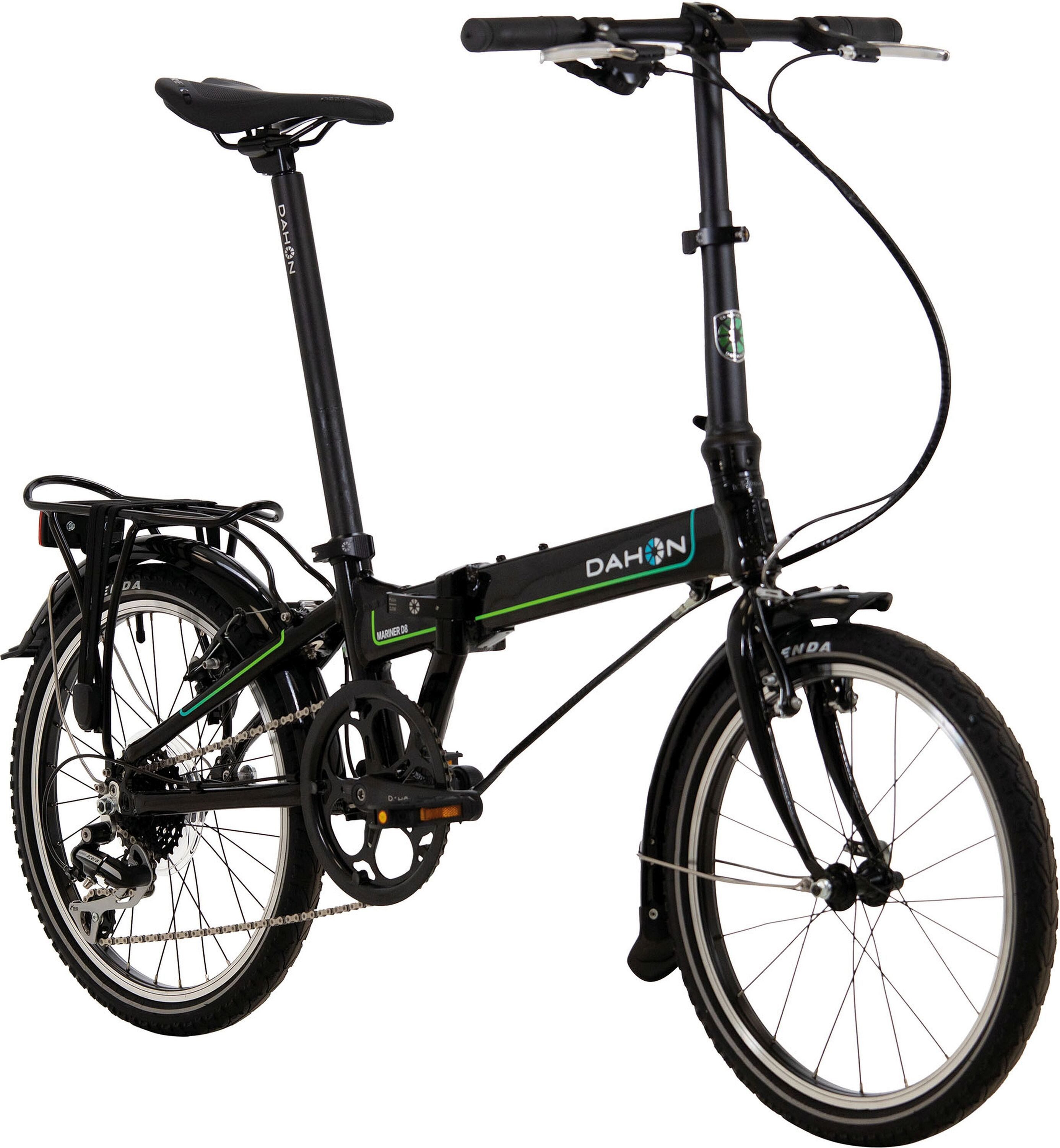 Dahon folding bike, 8-speed Shimano ACERA derailleur gears, 20-inch Mariner D8 folding bike