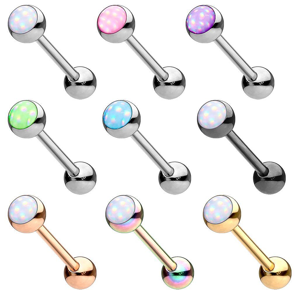 Taffstyle Piercing-Set Zungenpiercing Chirurgenstahl Hantel Barbell mit Epoxy Stein