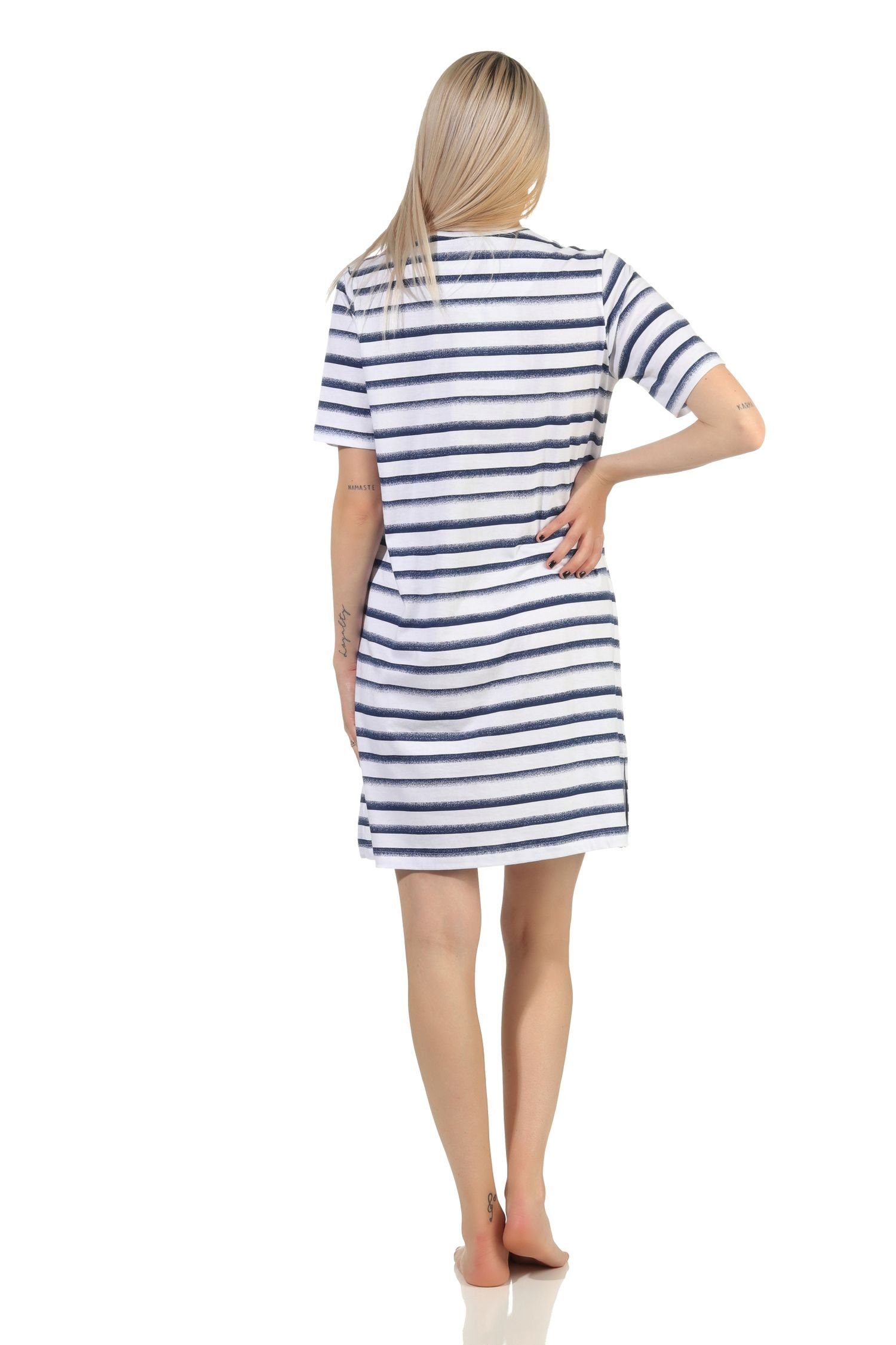 Normann Nachthemd Anker Damen Maritimes - Übergröße Motiv kurzarm Nachthemd mit marine in auch