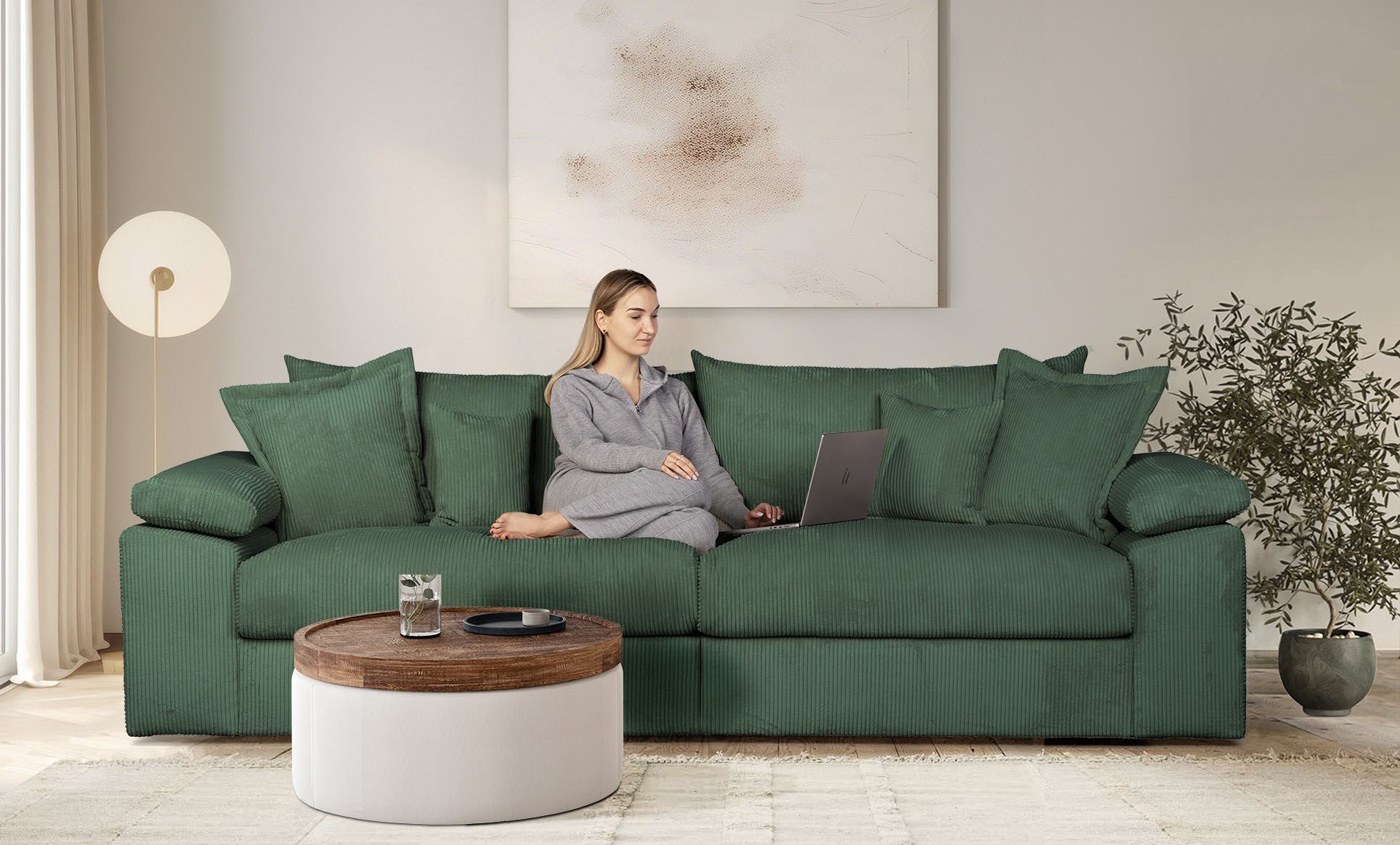 Home affaire Big-Sofa Soft&Cosy XL - Breite 246 cm, Mega-Sofa, in Cord, Federkern-Polsterung