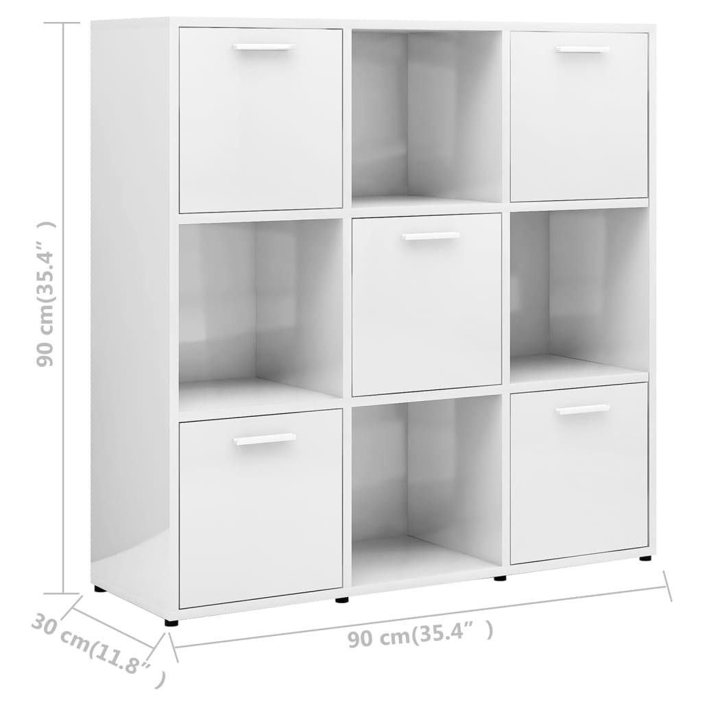 Hochglanz-Weiß Bücherregal 90x30x90 cm furnicato Holzwerkstoff