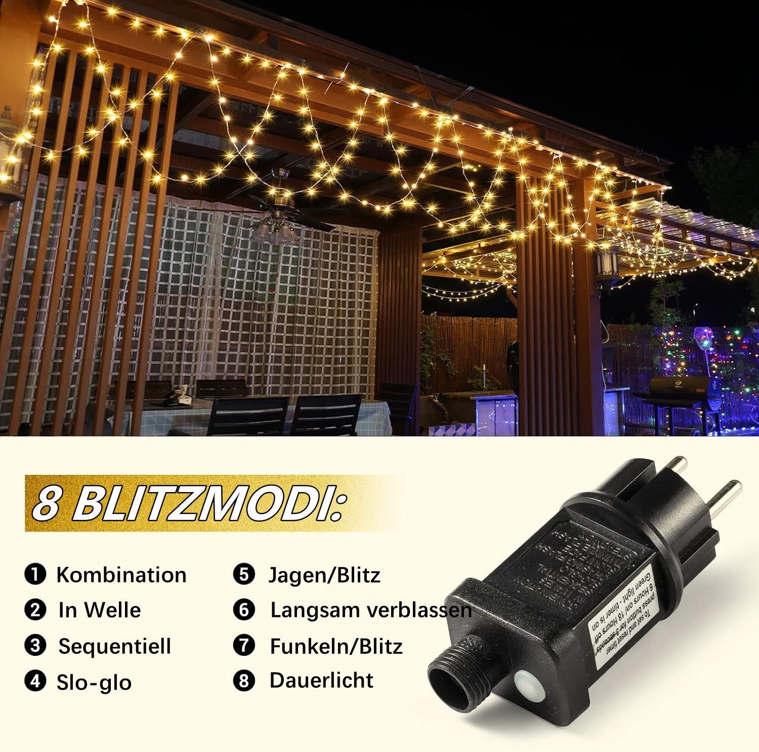 Elegear LED-Lichtervorhang Eisregen Lichterkette Weihnachtsbeleuchtung Deko günstig online kaufen