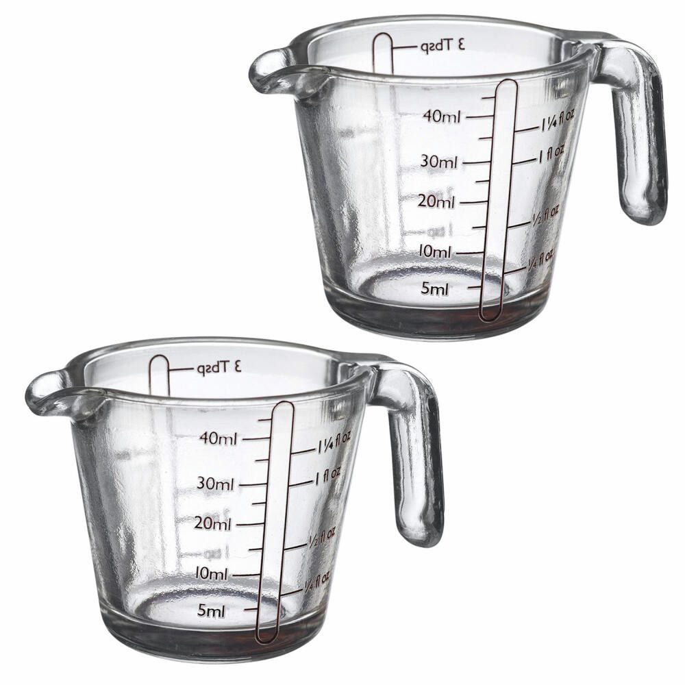 Messbecher 2 Stück 40 ml, 4 verschiedene Skalen, Mini-Messgläser