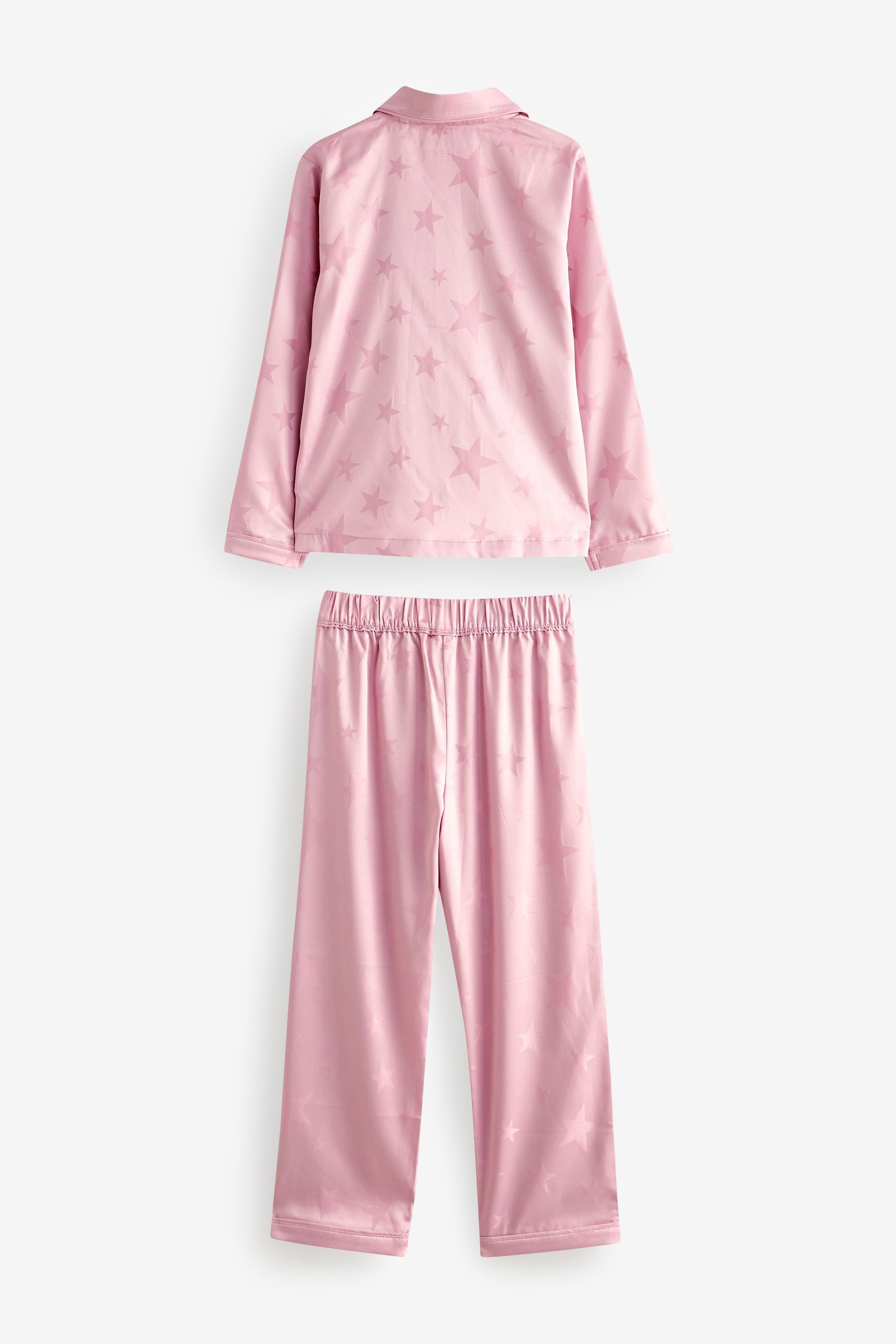 Star Pyjama (2 Satin Durchgehend aus Next geknöpfter tlg) Schlafanzug Pink