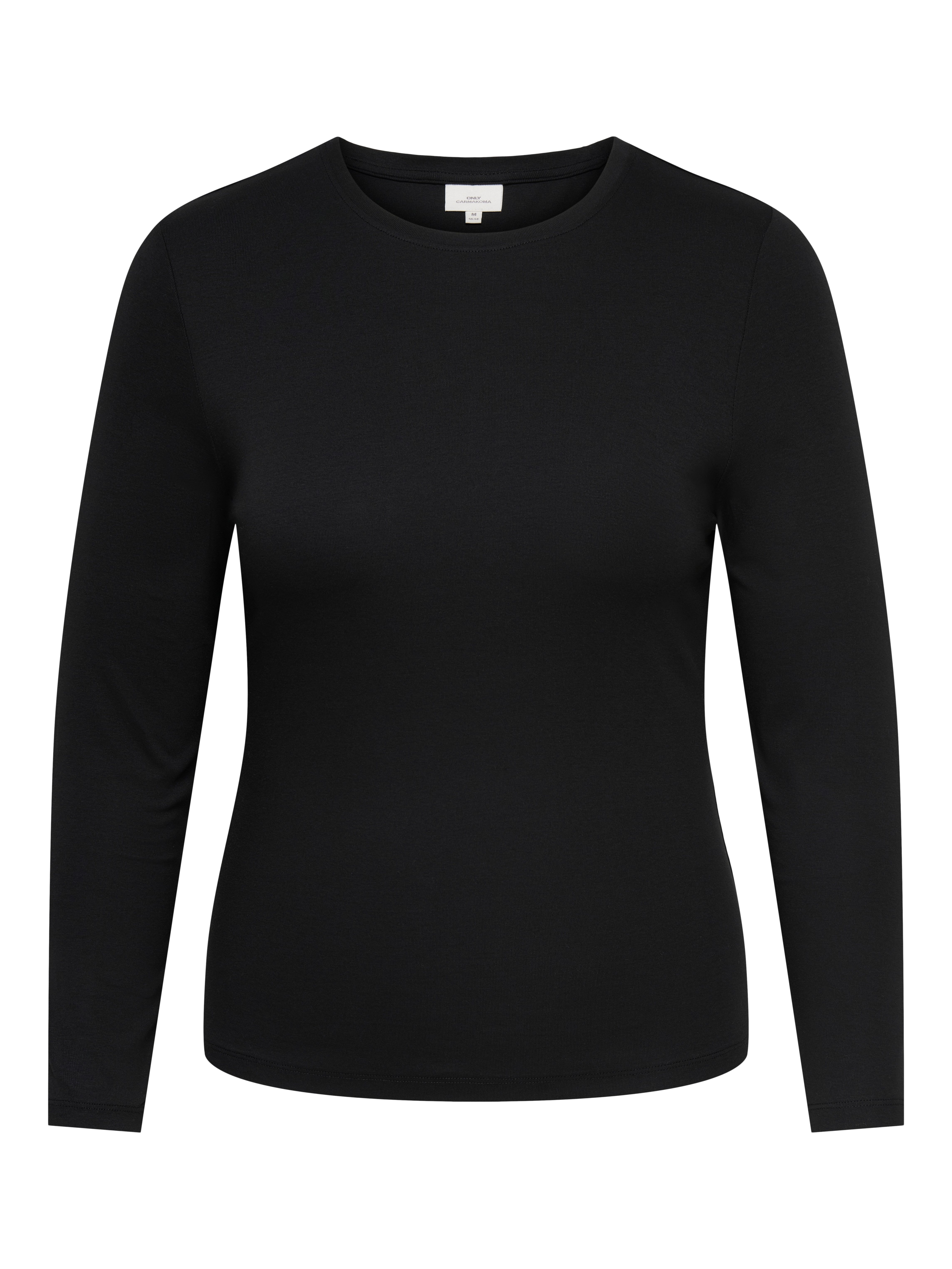 ONLY CARMAKOMA Langarmshirt CARRILEY O-NECK L/S TOP JRS NOOS Baumwollmischung