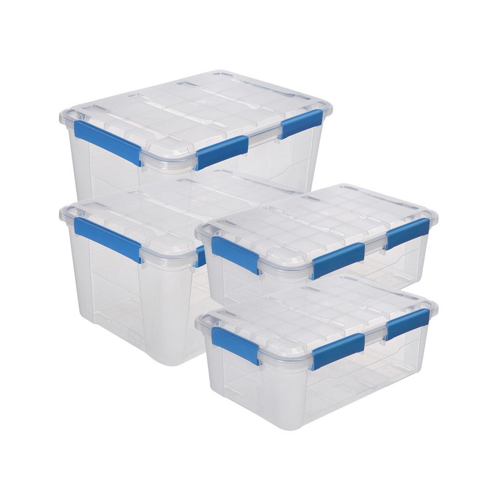 Kreher Aufbewahrungsbox mit Deckel 'IP67' wasserdicht & staubdicht, transparent (Set wählbar)