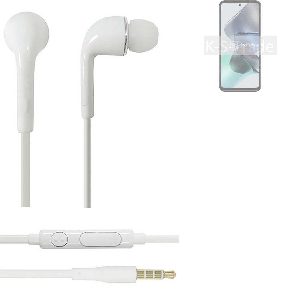 K-S-Trade für Motorola Moto G23 In-Ear-Kopfhörer (Kopfhörer Headset mit Mikrofon u Lautstärkeregler weiß 3,5mm)
