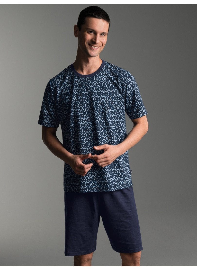 Trigema Schlafanzug TRIGEMA Kurzer Schlafanzug mit Smiley-Motiv (1 tlg)