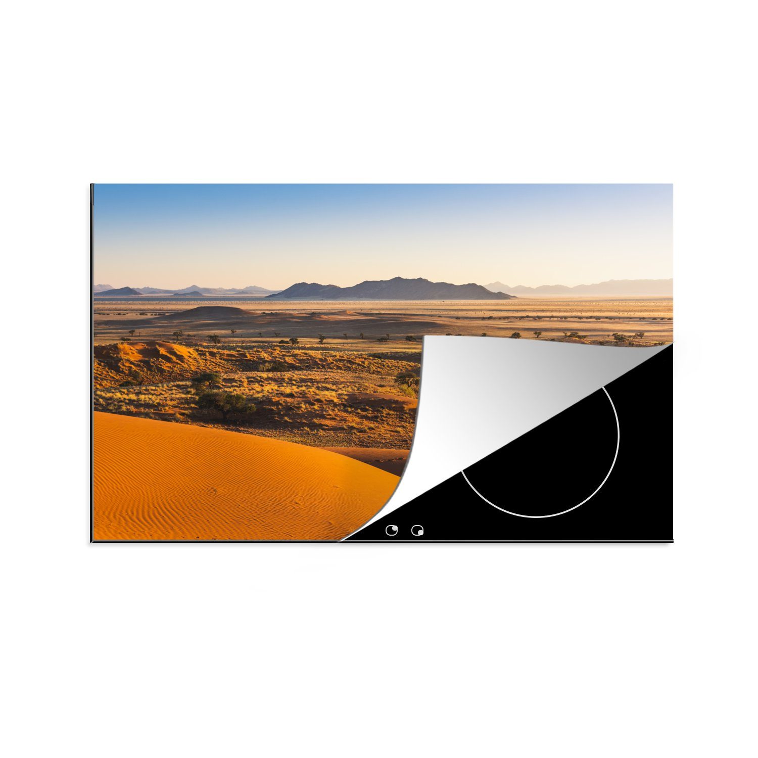 MuchoWow Herdblende-/Abdeckplatte Sonnenaufgang in der Namib-Wüste von Namibia, Vinyl, (1 tlg), 81x52 cm, Induktionskochfeld Schutz für die küche, Ceranfeldabdeckung