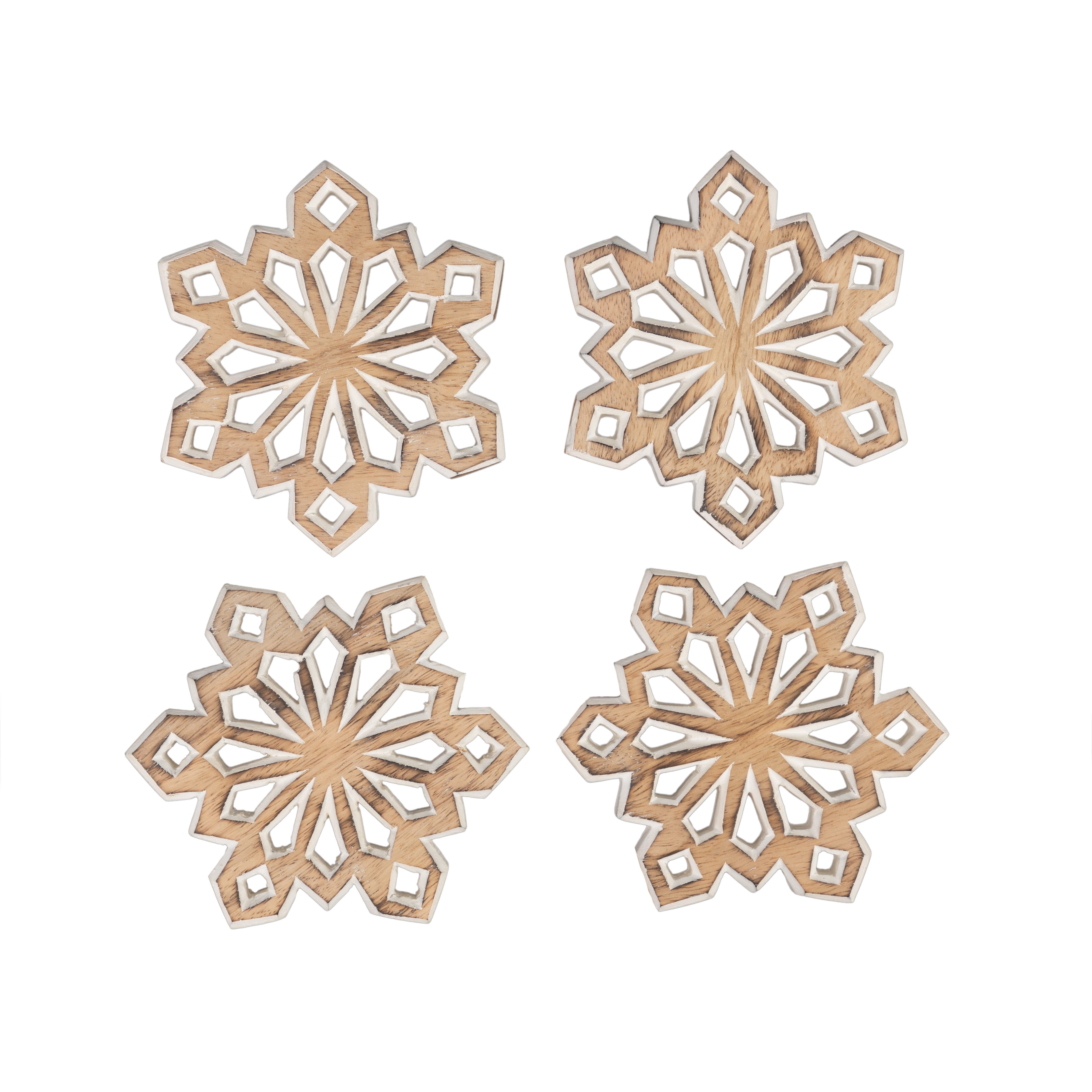 El Puente Topfuntersetzer Untersetzer "Schneeflocke", 4er-Set, Handmade, Fair Trade