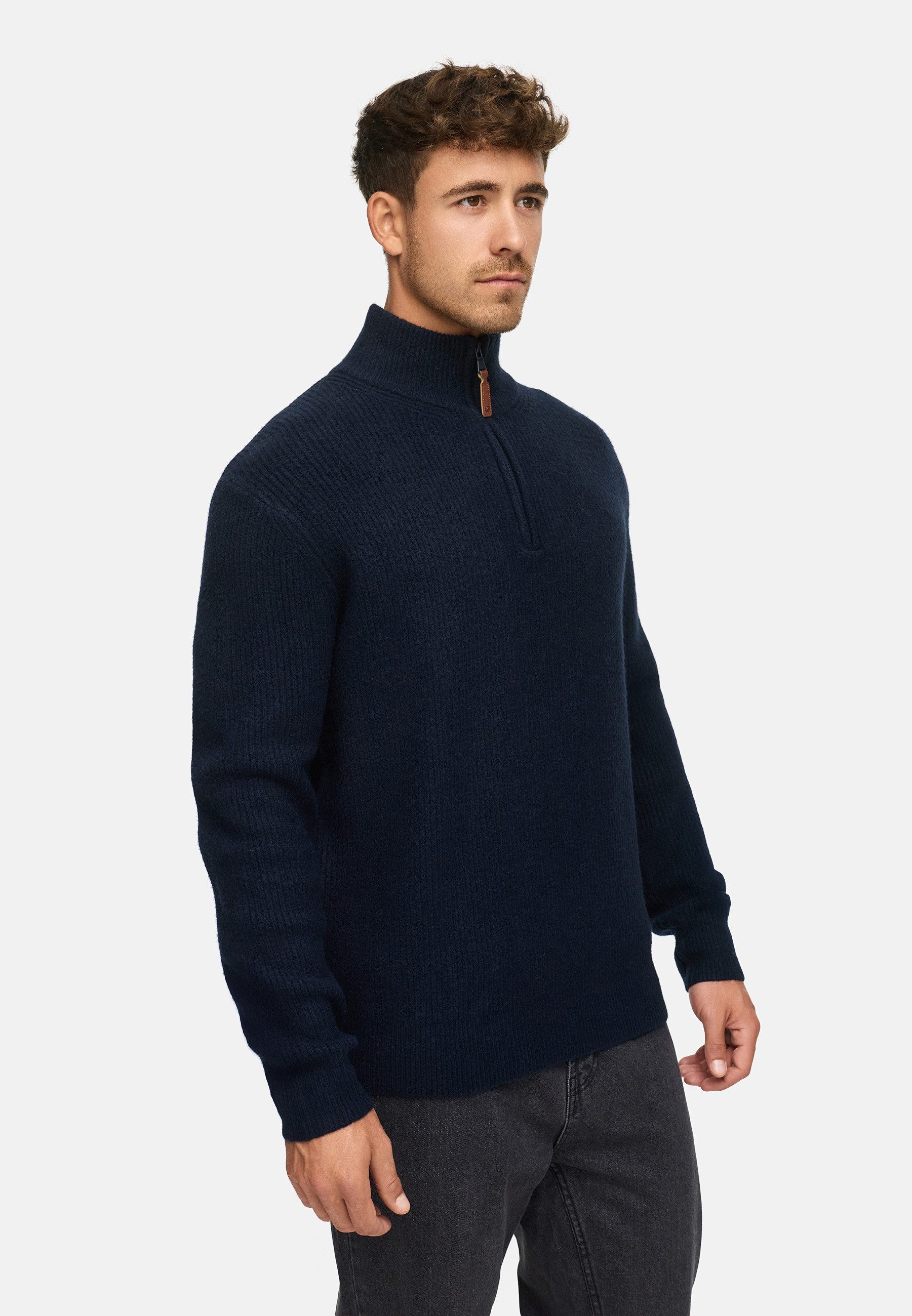 Indicode Strickpullover Herren INPeace Half Pullover Herrenpullover mit Stehkragen und praktischem Half-Zip
