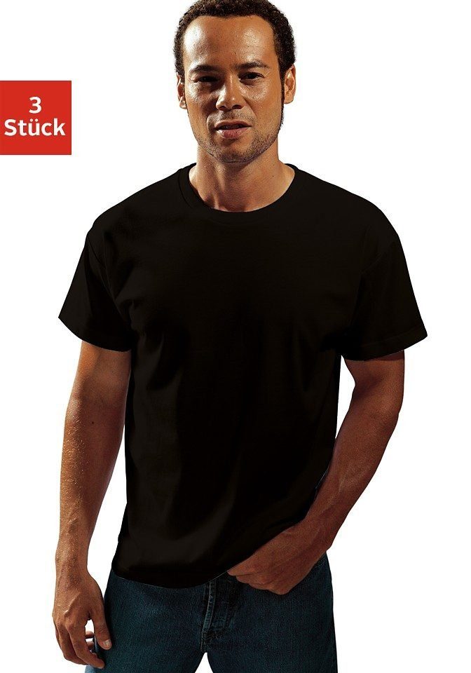 H.I.S T-Shirt (Packung, 3-tlg) aus Baumwolle perfekt als Unterziehshirt grau-meliert, weiß, schwarz