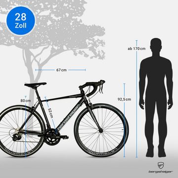 bergsteiger Rennrad Tourmalet 28 Zoll Rennrad, Aluminium Gravelbike 14 Gang-Schaltung, 14 Gang, Kettenschaltung