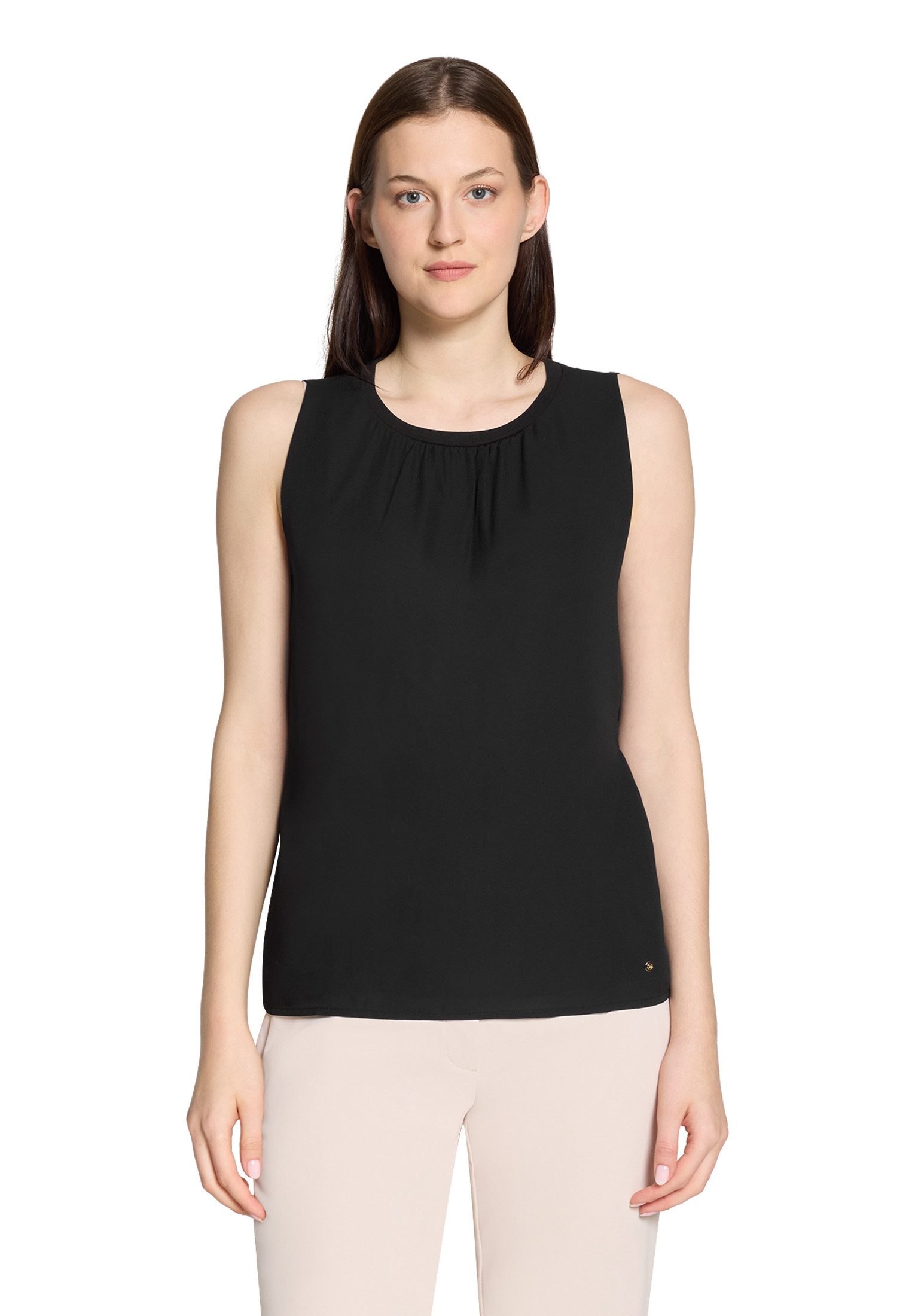 Betty&Co T-Shirt Damen mit Webbesatz (1-tlg) Materialmix
